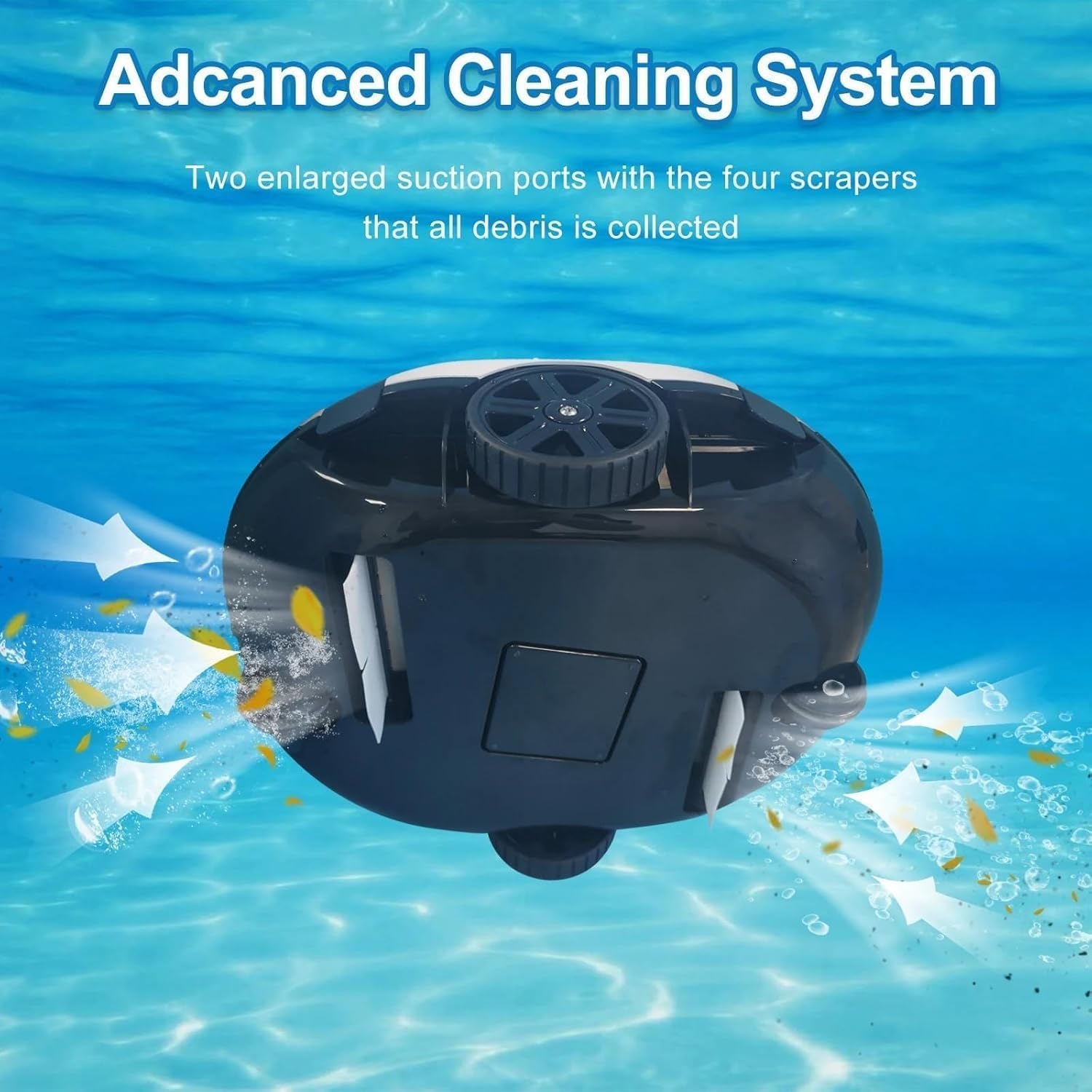 Automatic Robotic Pool Cleaner, Cordless Pool Vacuum Cleaner, Powerful Suction Lasts 130 Mins, Intelligent Path Planning for Flat Pool (Orange)