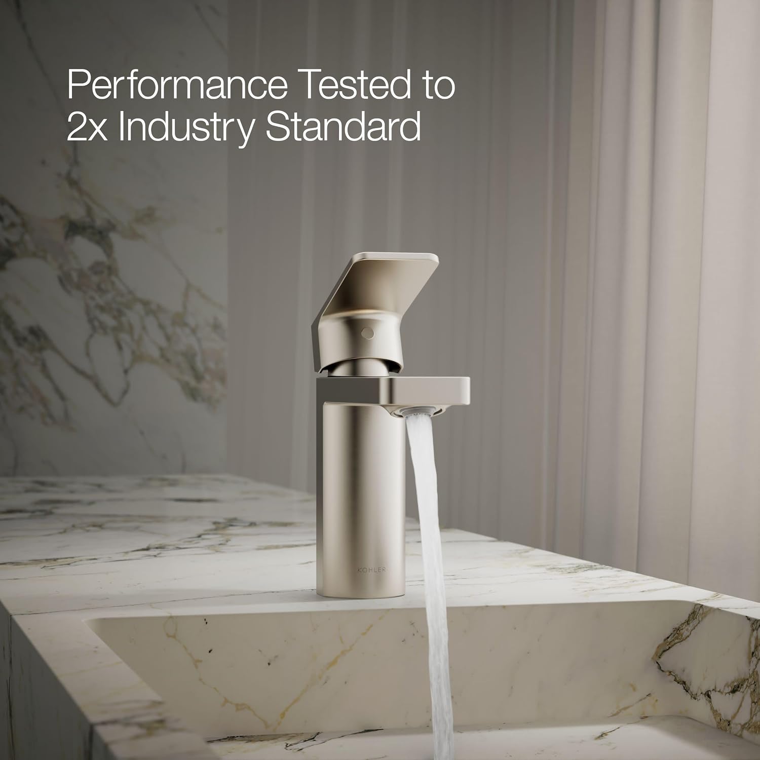Kohler 23472-4K-BN Parallel Single-Handle 1.0 GPM Bathroom Sink Faucet, Vibrant Brushed Nickel