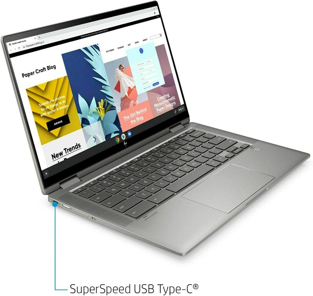 HP X360 2in1 Chromebook 14' FHD Touchscreen Laptop, Intel Core i3-10110U (Beat i5-7200U), 8GB RAM, 64GB eMMC, Backlit-KB, Fingerprint Reader, WiFi 6, Chrome OS, Ghost Manta Accessories
