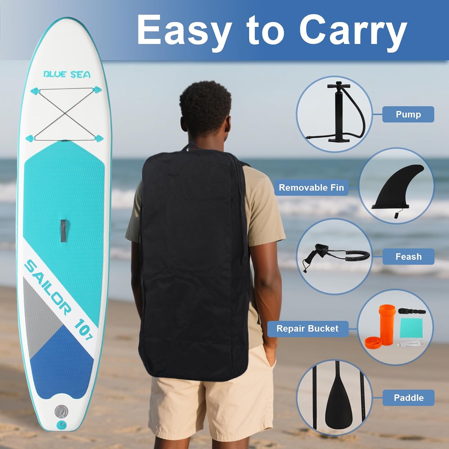 Inflatable Stand up Paddle Board, Extra Wide SUP, with Premium Paddleboard Accessories, Hand Pump, Backpack, Adult & Youth, for Yoga Fishing Paddling