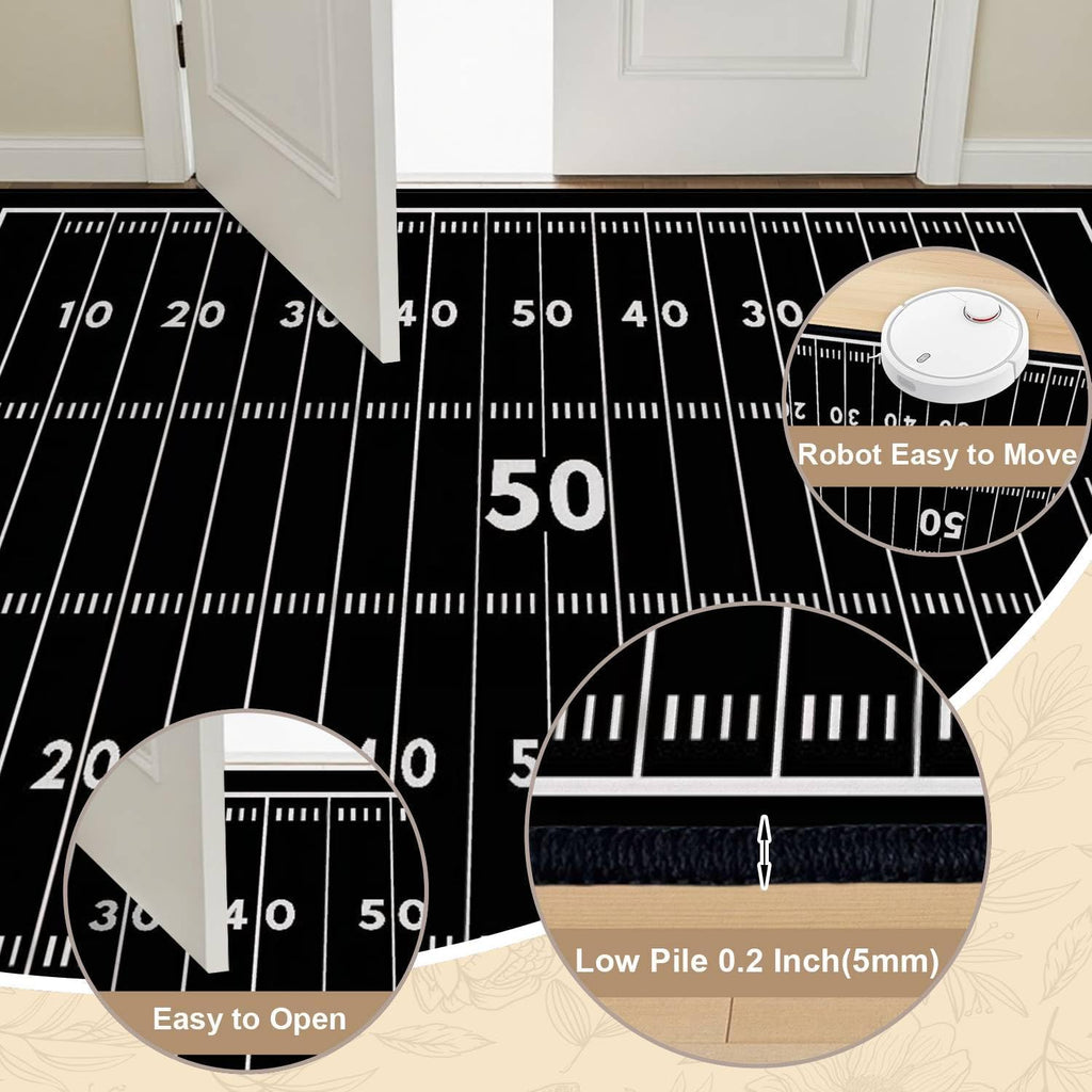 10x14 Area Rugs for Bedroom Boho Washable Rug for Living Room American Football Field Marking Football Field top View Carpet for Dining Room Soft Rubber Backed Non-Slip Carpets for Bedroom Office