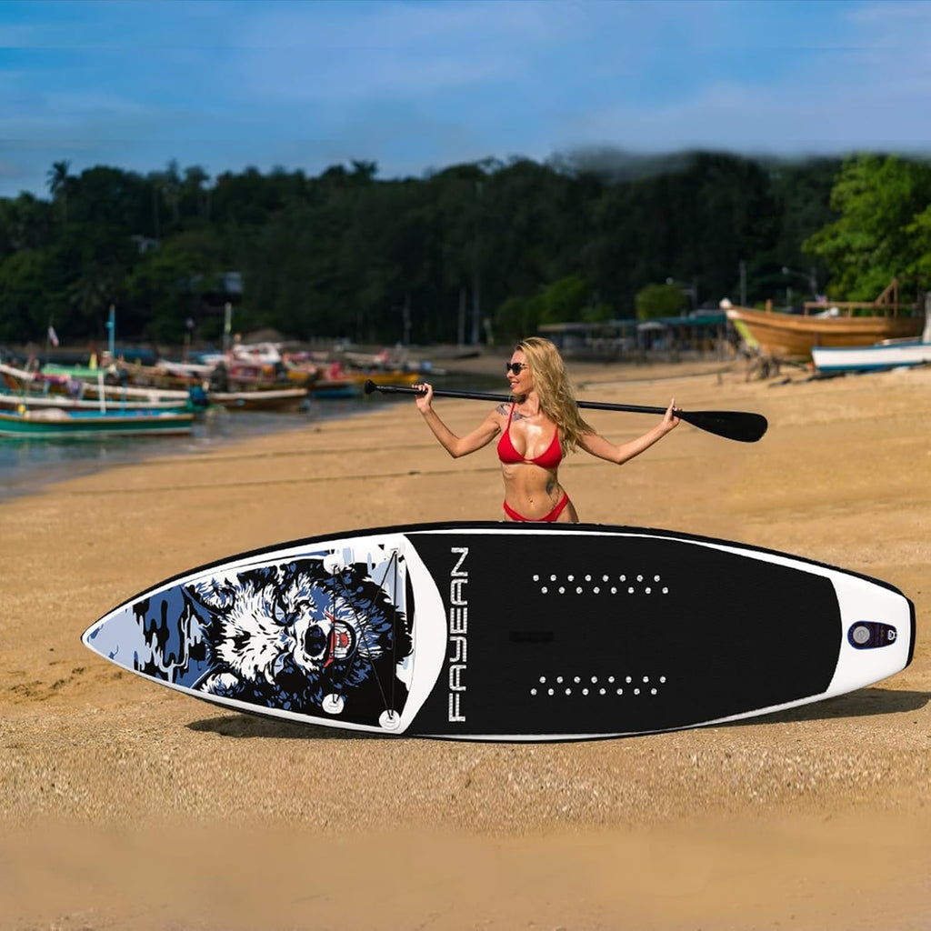 Inflatable Paddle Board,Stand Up Paddle Board,Anti-Slip EVA Deck,Complete SUP Accessories for All Skill Levels,Widened Paddleboard Equipped with Removable Fin, Hand Pump