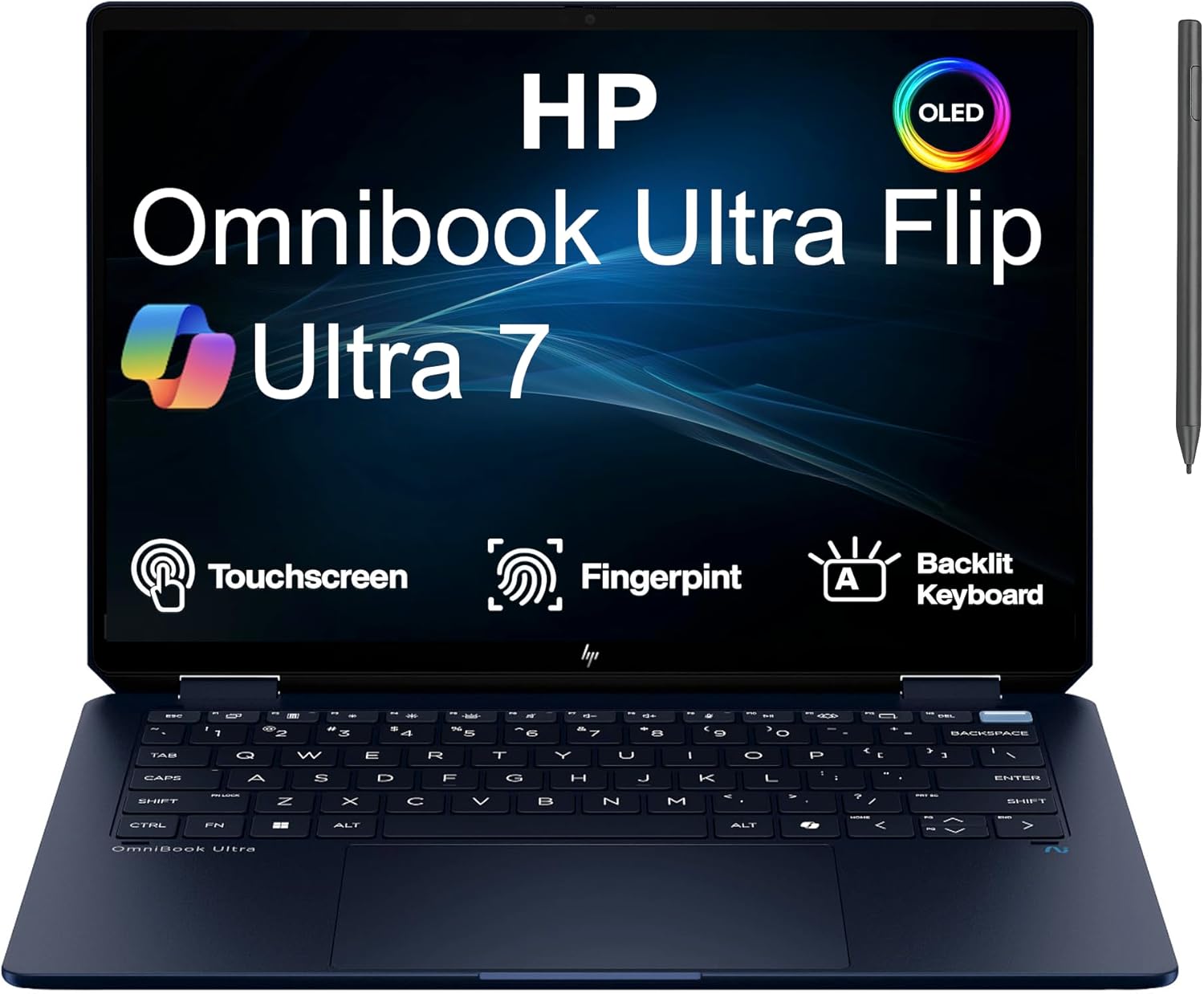 HP Omnibook Ultra Flip Creator 2-in-1 Laptop 14.0' Touchscreen OLED 2.8K Display (Intel Ultra 7-258V, 32GB LPDDR5X, 1TB PCIe SSD, Backlit KB, Active Pen, Fingerprint, Win 11 Pro) w/Dockztorm Hub