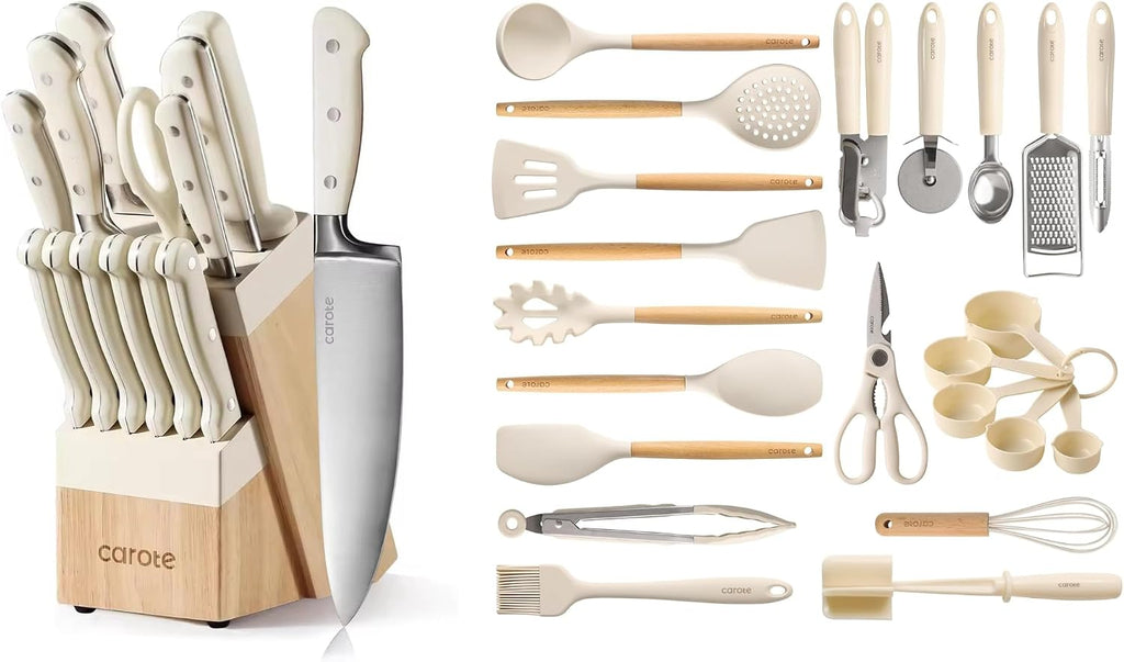 CAROTE 36Pcs Knife Utensil Set