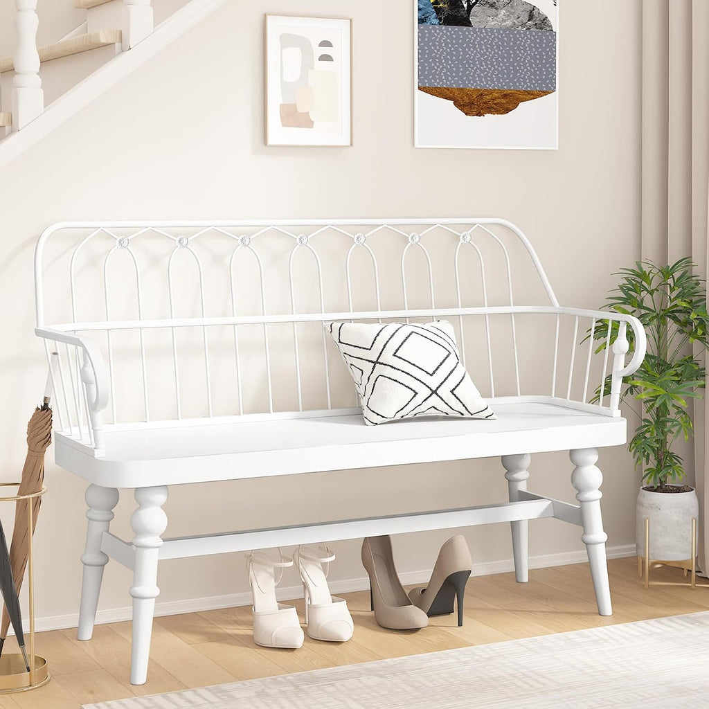 DIBRATY Entryway Bench,Spindle Back Wooden Dinning Bench, Farmhouse Foyer Bench for Entryway, Living Room, Dinning Room, Mudroom