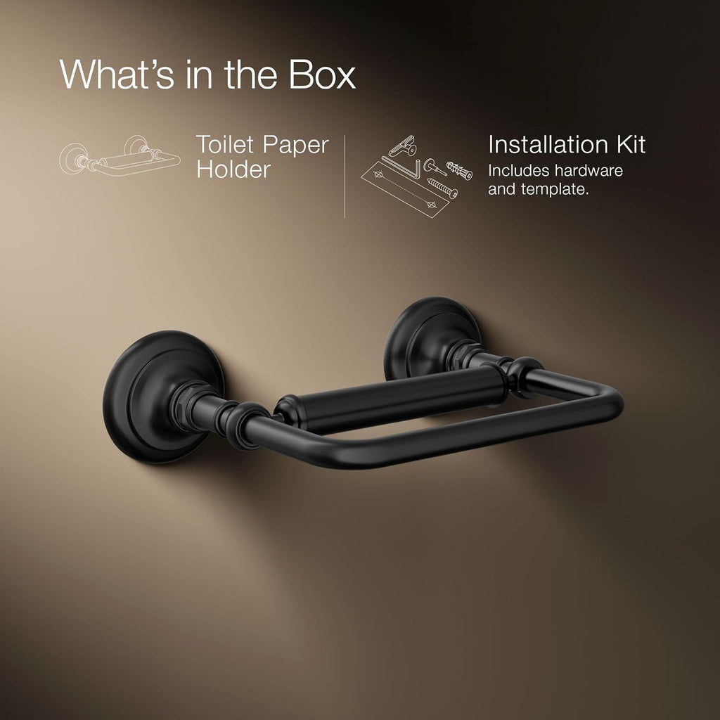 Kohler K-72573 Artifacts Single Bar Horizontal Tissue Holder - Matte Black