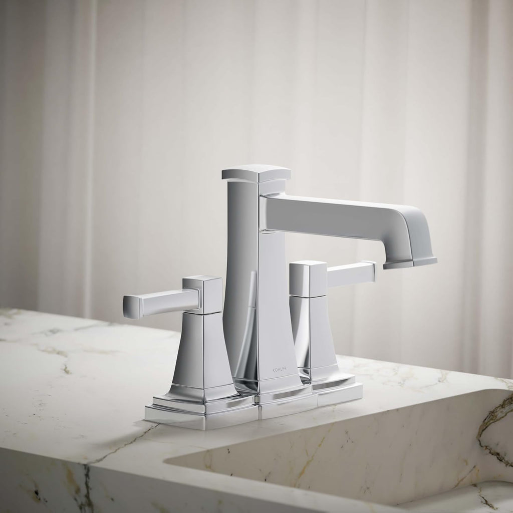 Kohler K-27398-4N-CP Riff Centerset bathroom sink faucet, .5 gpm, Polished Chrome