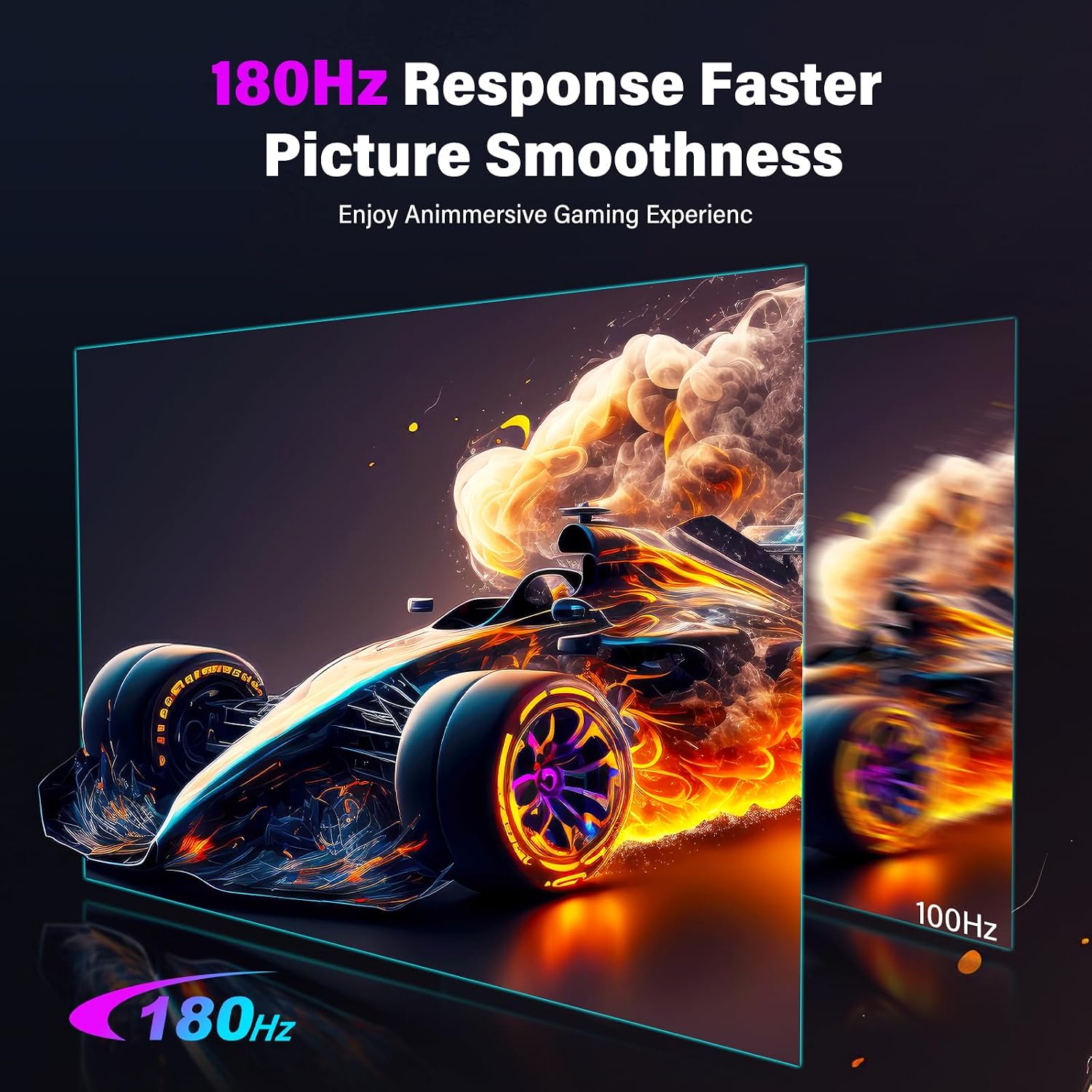 2K 180Hz Portable Gaming Monitor, 23.8' 2560x1440 QHD Fast IPS 115% sRGB Portable Monitor w/180° Adjustable Stand Type-C HDMI Eye Care External Second Screen for Laptop Phone PS4 PS5 Switch Xbox PC