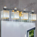 Vanity Lights 4-Light Modern Crystal Vanity Light Black Gold Bathroom Light Fixtures Over Mirror Crystal Bathroom Vanity Lighting Fixtures