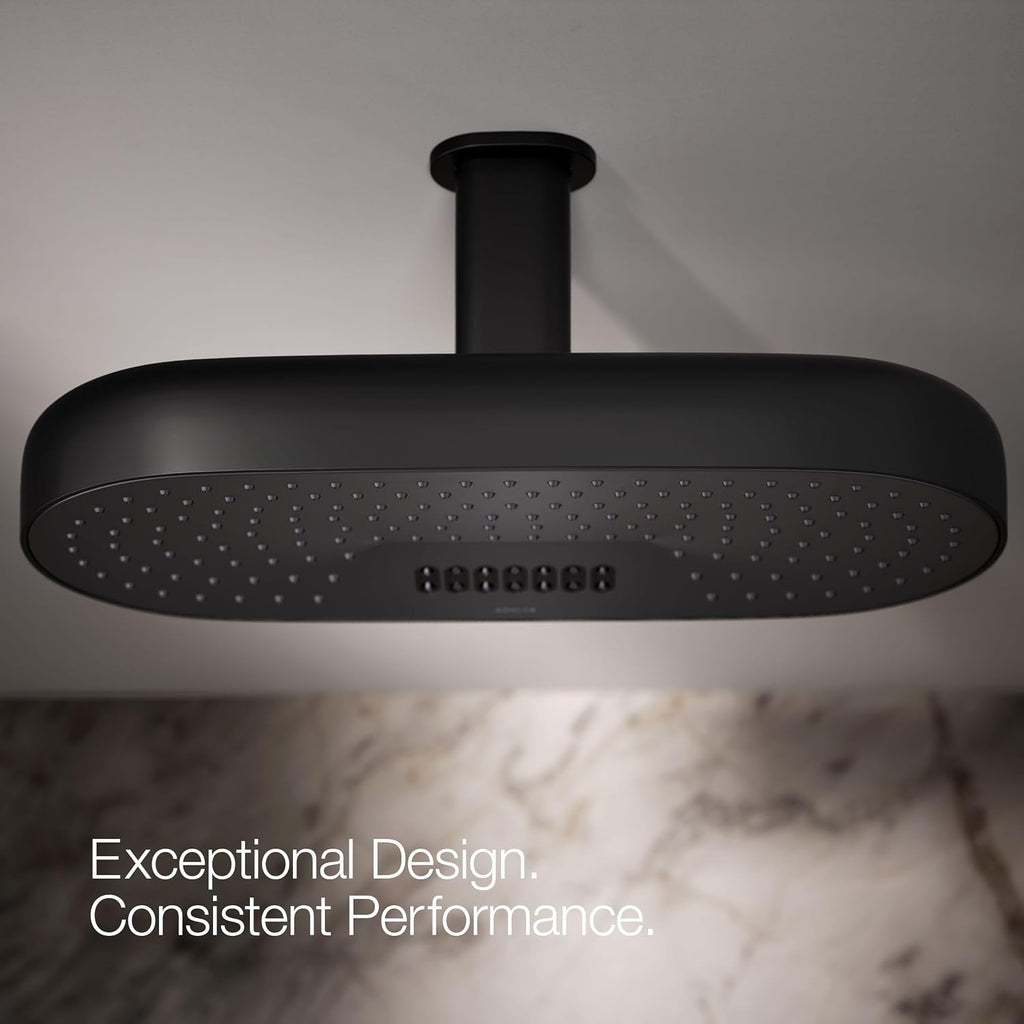 Kohler 26297-BL Statement® Oblong 18' two-function rainhead, 2.5 gpm, Matte Black