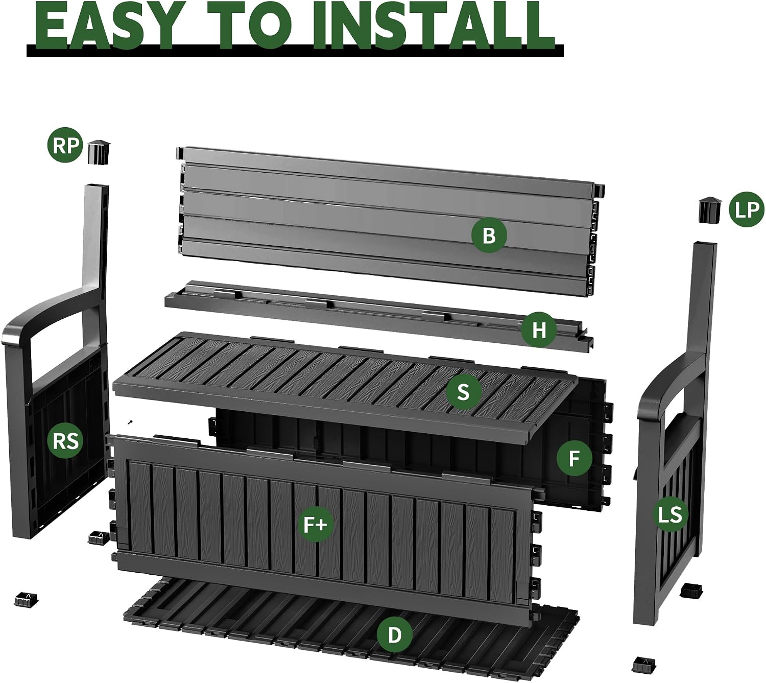 PatioZen 79 Gallon Storage Bench Deck Box Waterproof Lockable,Outdoor Storage Furniture for Patio,Garden and Porch,Tools and Cushions