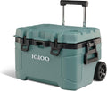 Igloo Trailmate 52Qt Wheeled Cooler, Insulated Hard Shell Ice Chest, Spruce