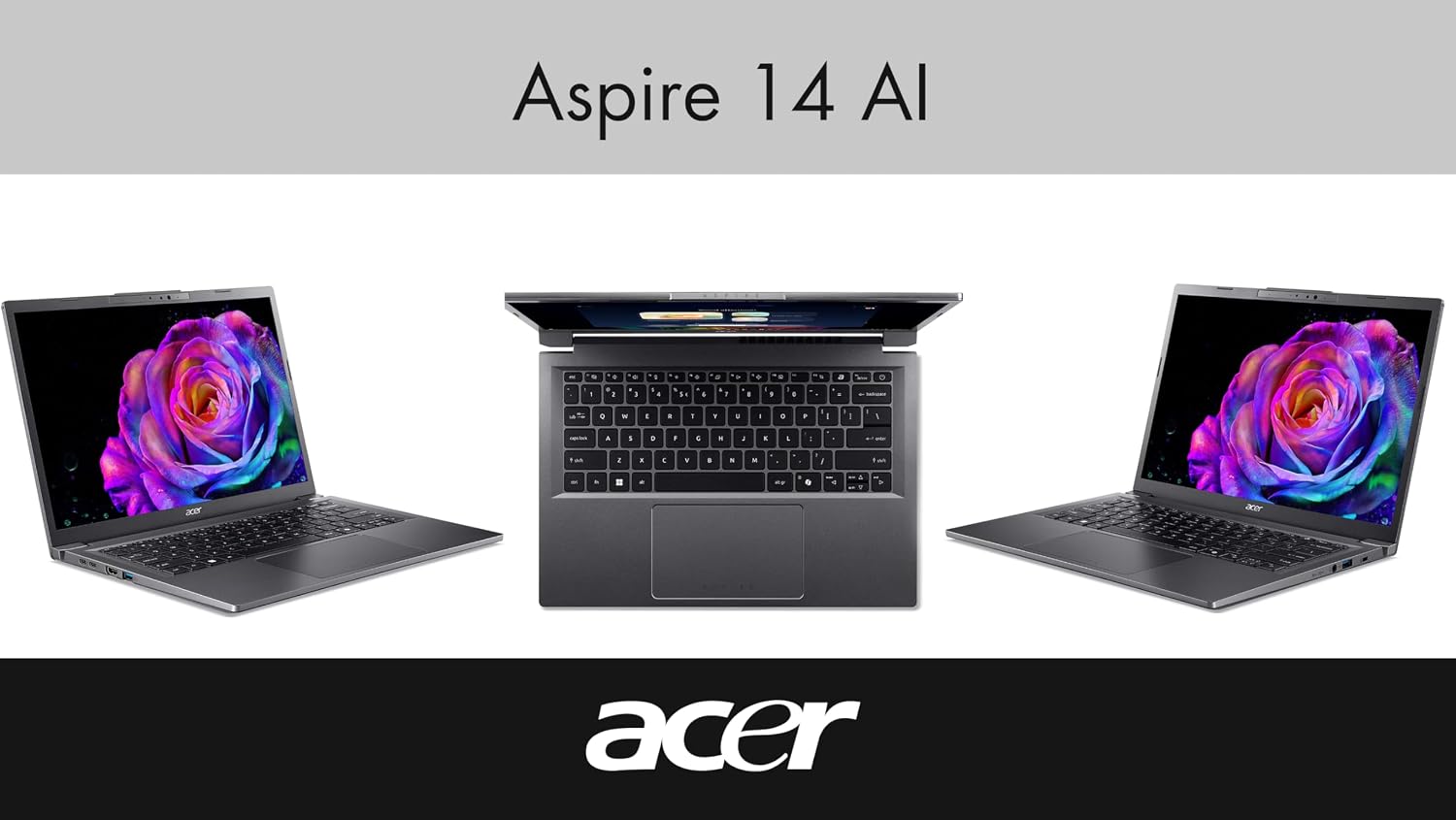 acer Aspire 14 AI Copilot+ Laptop 14' Touchscreen IPS WUXGA (Intel 8-core Ultra 7-258V (>Ultra 9 185H), 32GB LPDDR5X, 4TB SSD, Intel Arc 140V, Backlit, 2 Thunderbolt 4, Win 11 Home) w/DKZ USB Port