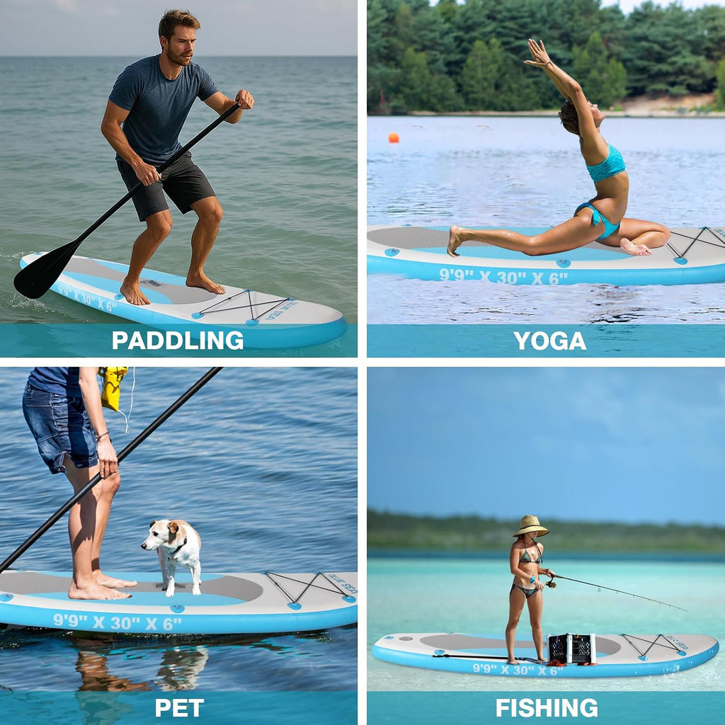 Inflatable Stand up Paddle Board, Extra Wide SUP, with Premium Paddleboard Accessories, Hand Pump, Backpack, Adult & Youth, for Yoga Fishing Paddling