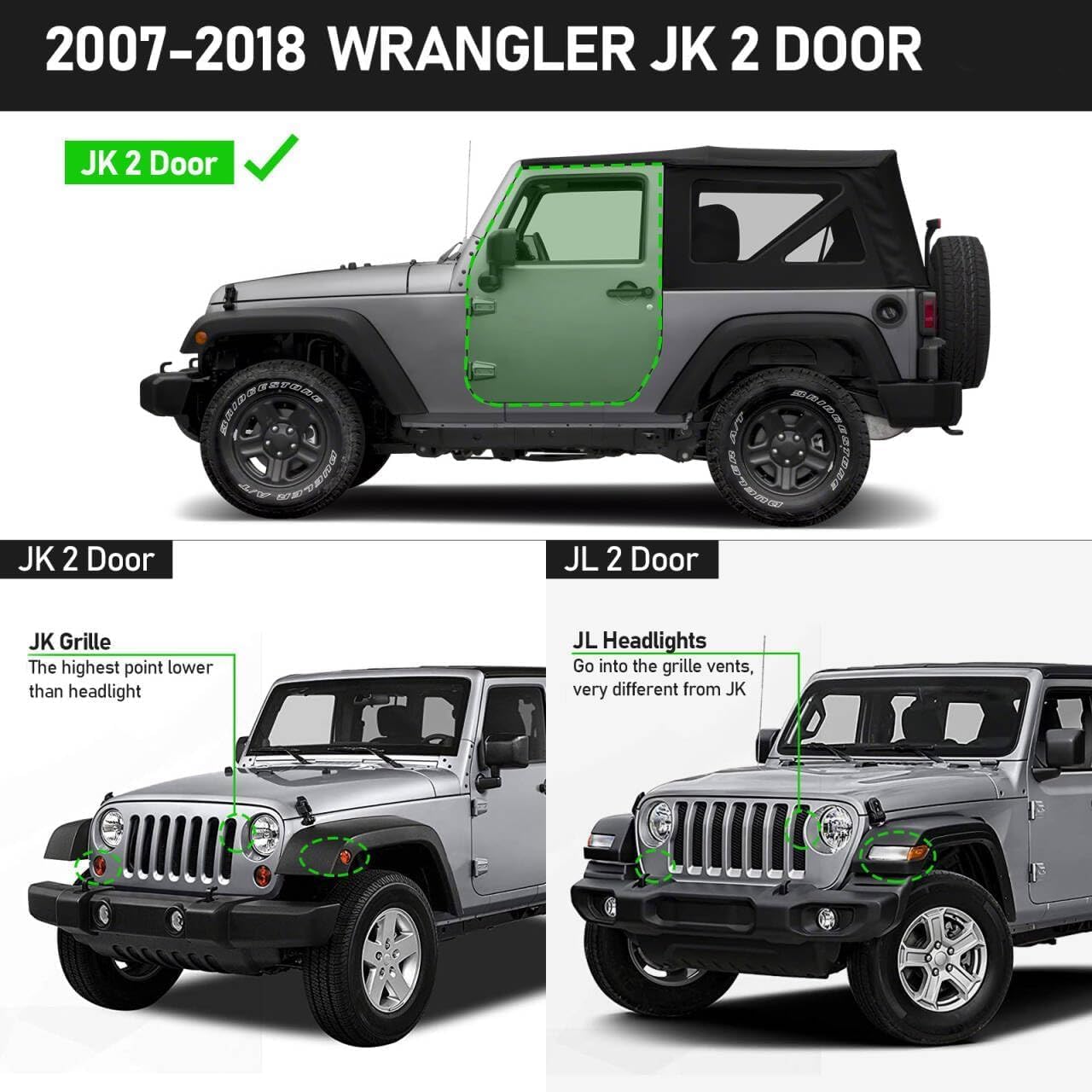 SMANOW Compatible with Running Boards Jeep 2007-2018 Wrangler Jk 2 Door, Dual-Stage Textured Black Powder Coated, Step Bars Side Step Nerf Bars.