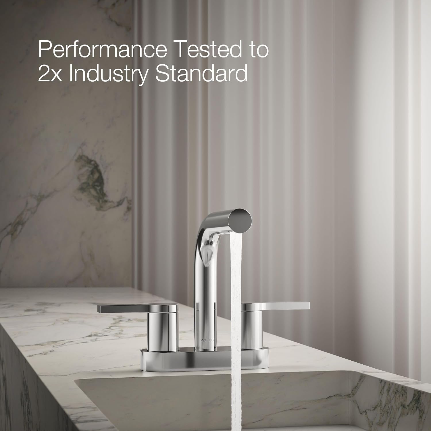 KOHLER K-33591-4N-CP Elate® Centerset Bathroom Sink Faucet, Durable Brass, Contemporary Look, Easy Maintenance, Bathroom Faucets, 0.5 GPM, Polished Chrome