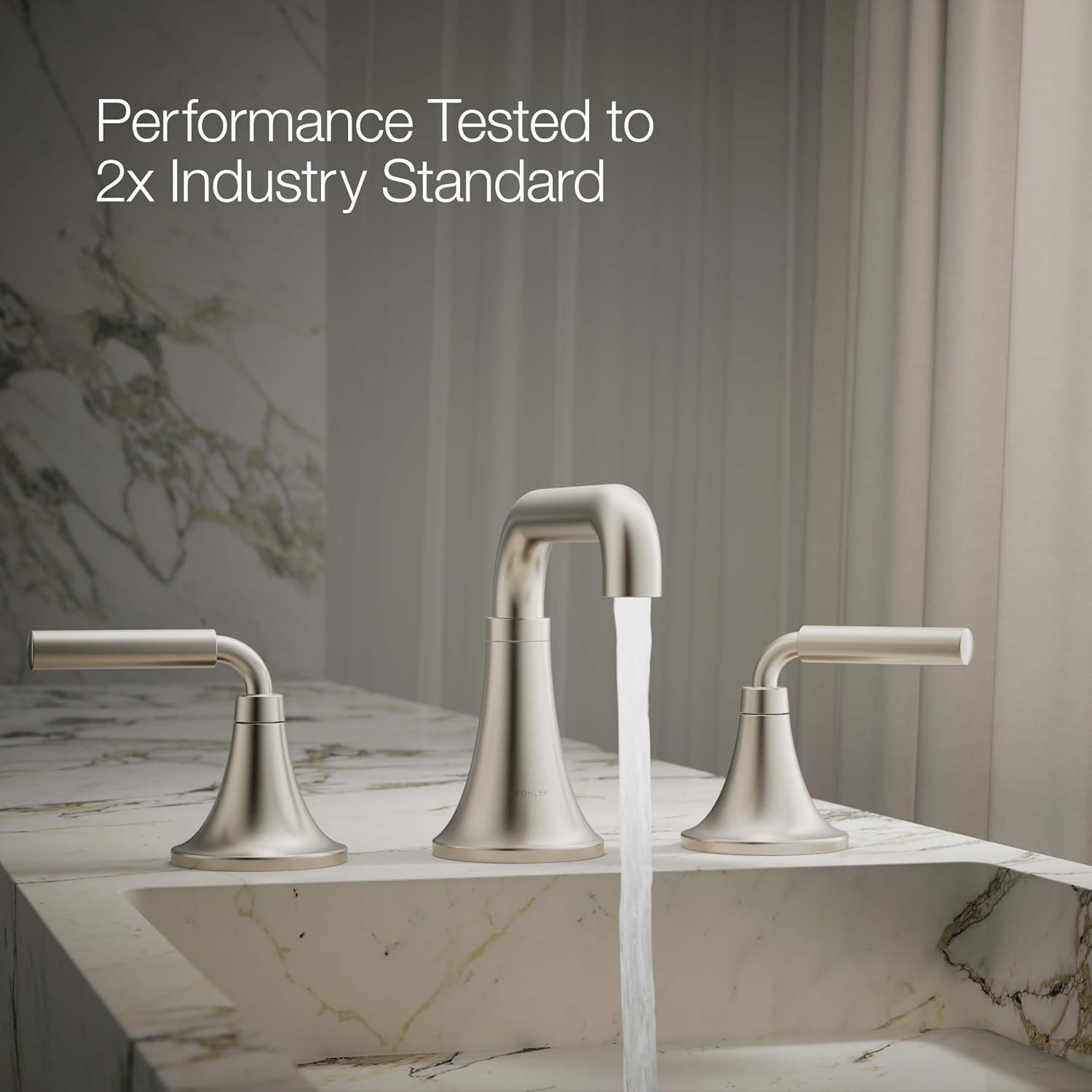 KOHLER 27416-4N-BN K-27416-4N-BN Tone Widespread Bathroom Sink Faucet, 5 GPM, Vibrant Brushed Nickel