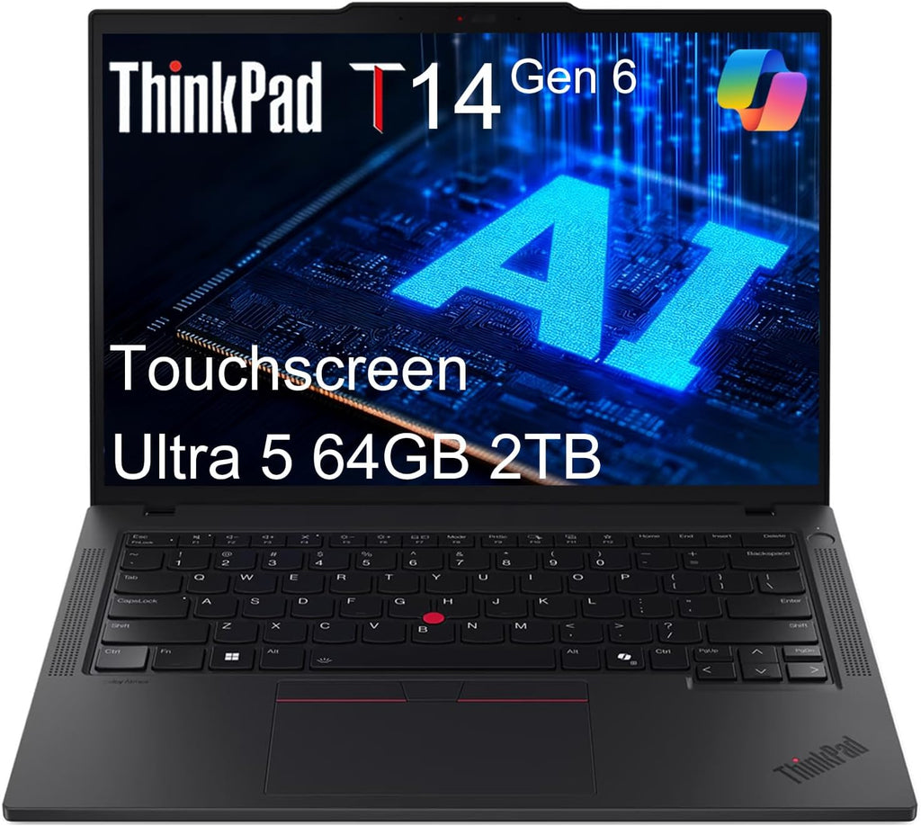Lenovo ThinkPad T14 G6 Business Laptop, 14' FHD+ Touchscreen, Intel 12-Core Ultra 5 225U (> Ultra7 155U), 64GB DDR5, 2TB SSD, Thunderbolt 4, Backlit KB, Fingerprint Reader, IR Webcam, Windows 11 Pro