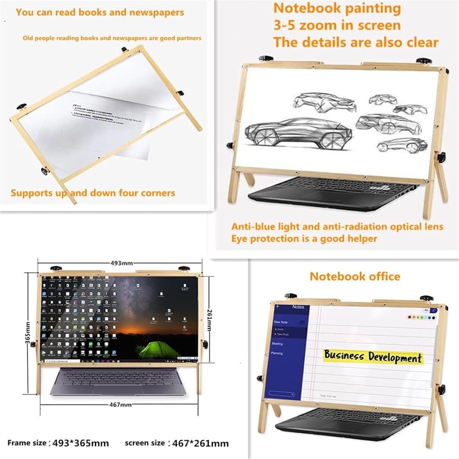 Laptop Screen Magnifier,22' 3X Reading Magnifier with Stand,Compatible with 14-18' Laptops,Mobile Screen Extender,Must-Have for Elderly Parents