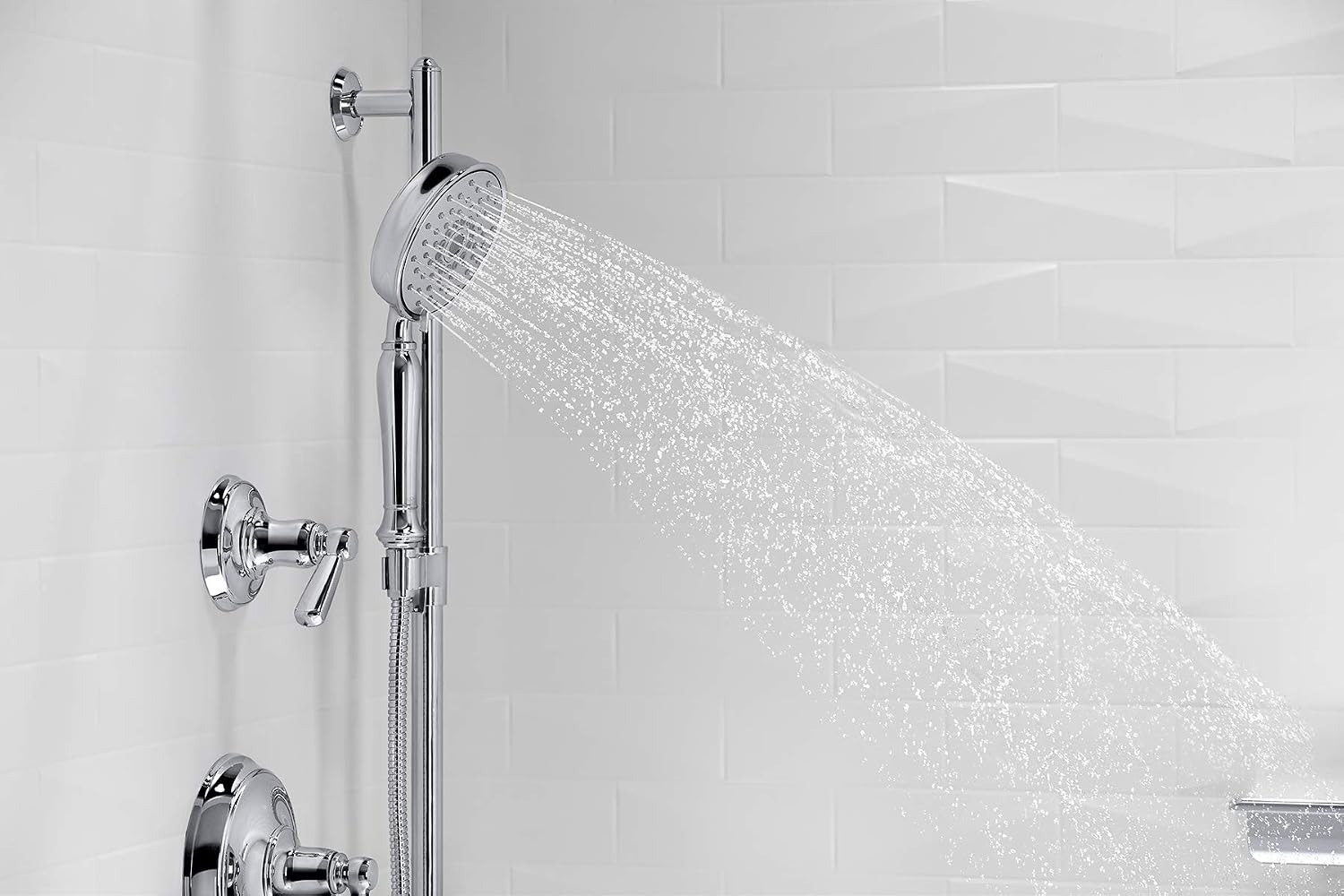 KOHLER 22163-CP Bancroft Multi-Function Handshower, Handheld Showerhead with 3 Spray Settings, 2.5 GPM, Polished Chrome