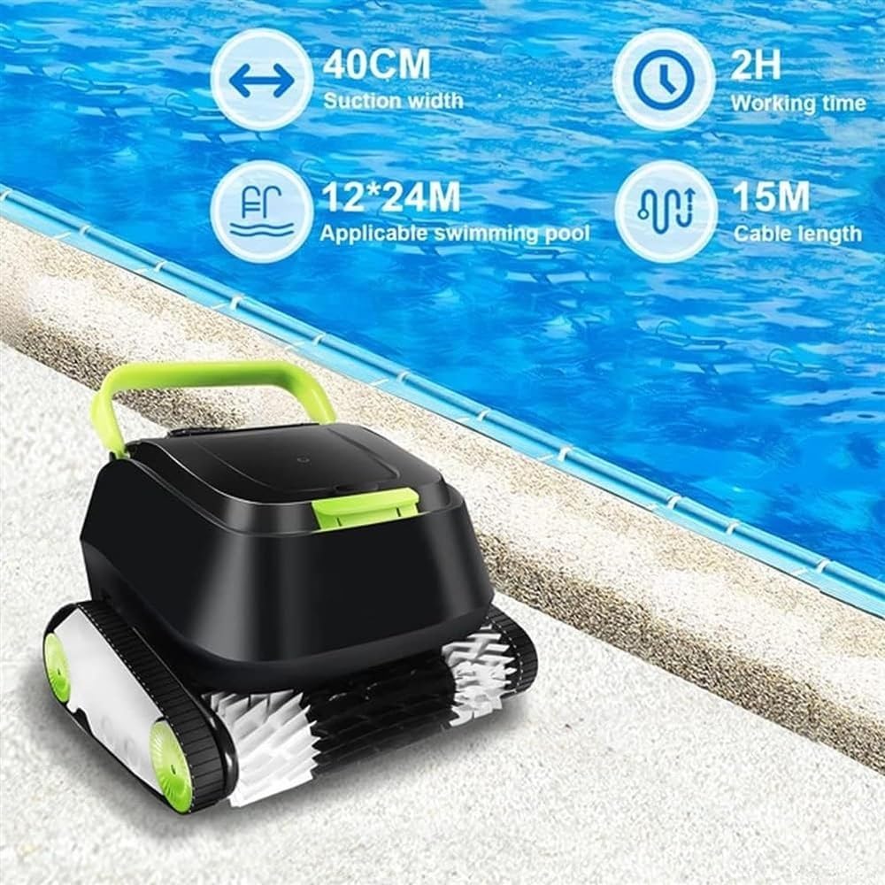 Cordless Robotic Pool Cleaner, Swimming Pool Sewage Suction Robot, Swimming Pool Fish Pond Cleaning Treatment Equipment with 180 Mins Running Time, for Above-Ground Pools Up to 24 * 12 m