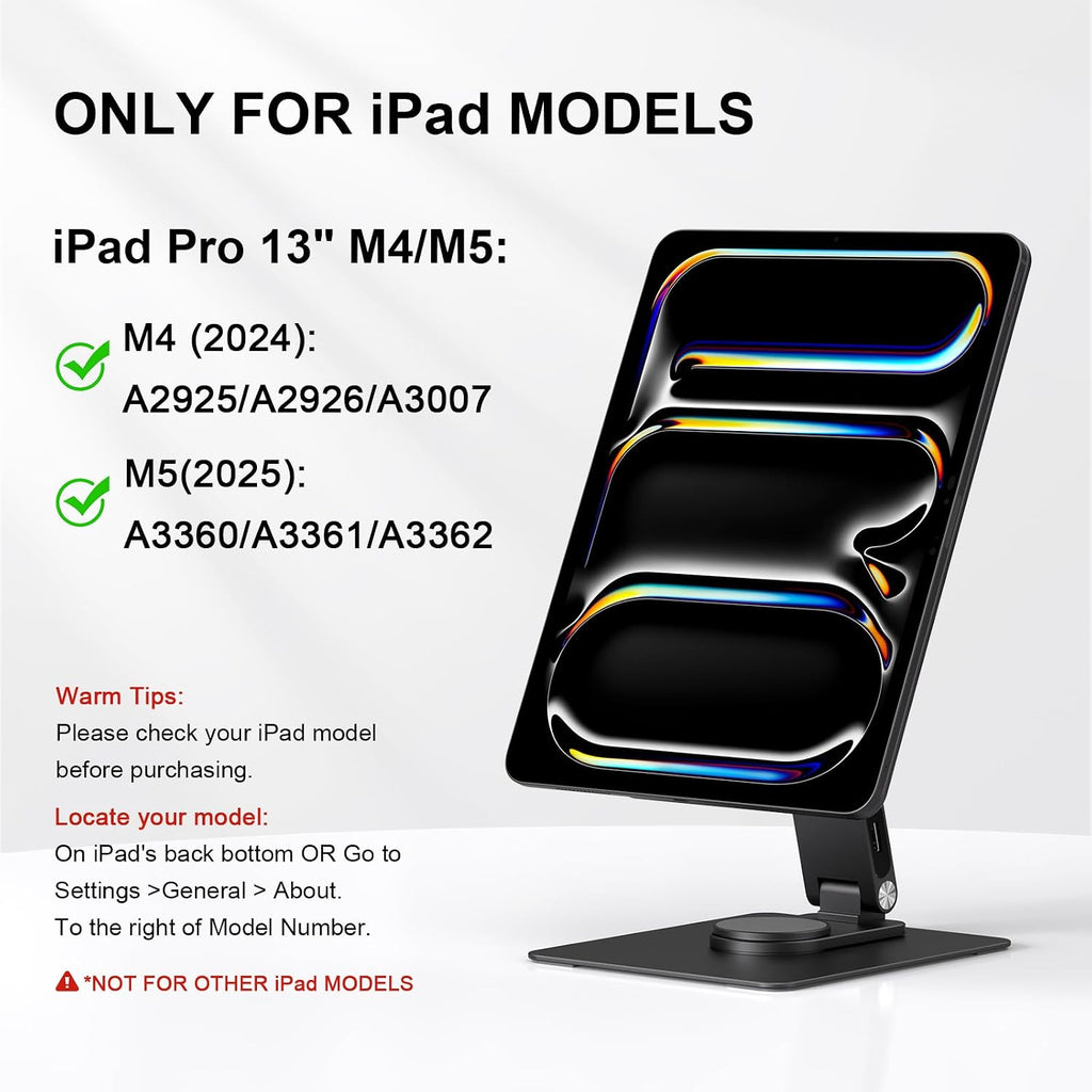 iPad Pro 13-inch(M4/M5 Magnetic Stand Hub, Foldable Stand Dock Holder for iPad Pro M4&M5 with 360° Rotation, 4K HDMI, Card Readers, USB3.0 5Gbps, 100W PD, 3.5mm Audio (M4&M5-13inch)