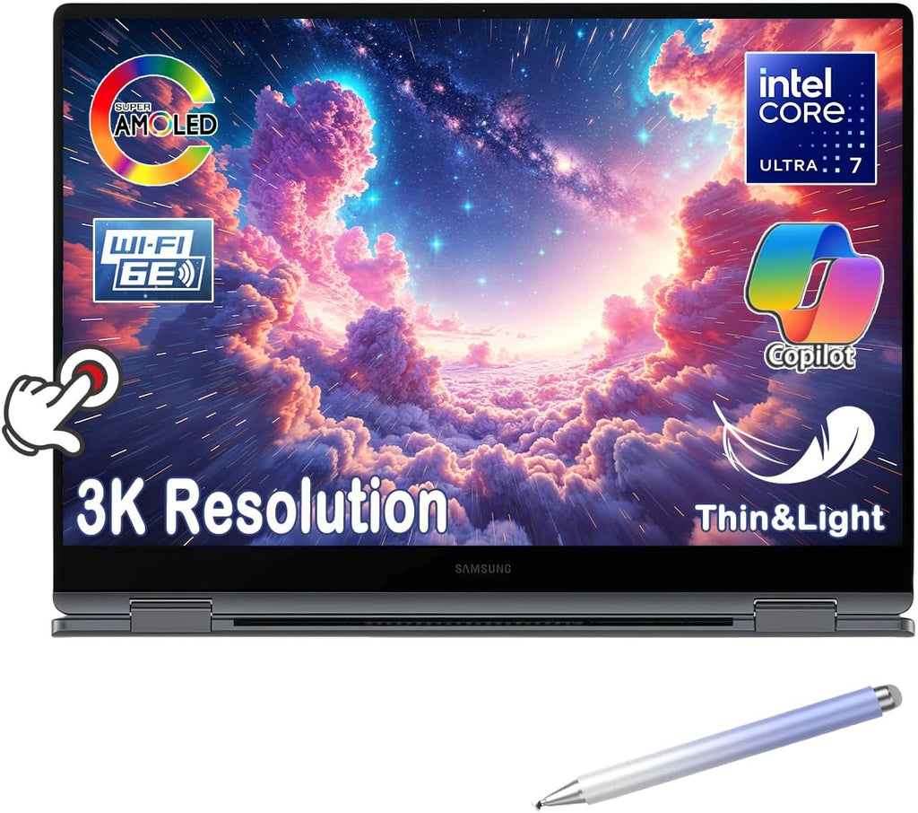 Samsung Galaxy Book4 Pro 360 2-in-1 Laptop, 16' 3K AMOLED Touchscreen, Intel Core Ultra 7 155H, 120Hz, 21H Battery, AI Power with Copilot, w/Pen (16GB RAM | 1TB PCIe SSD)