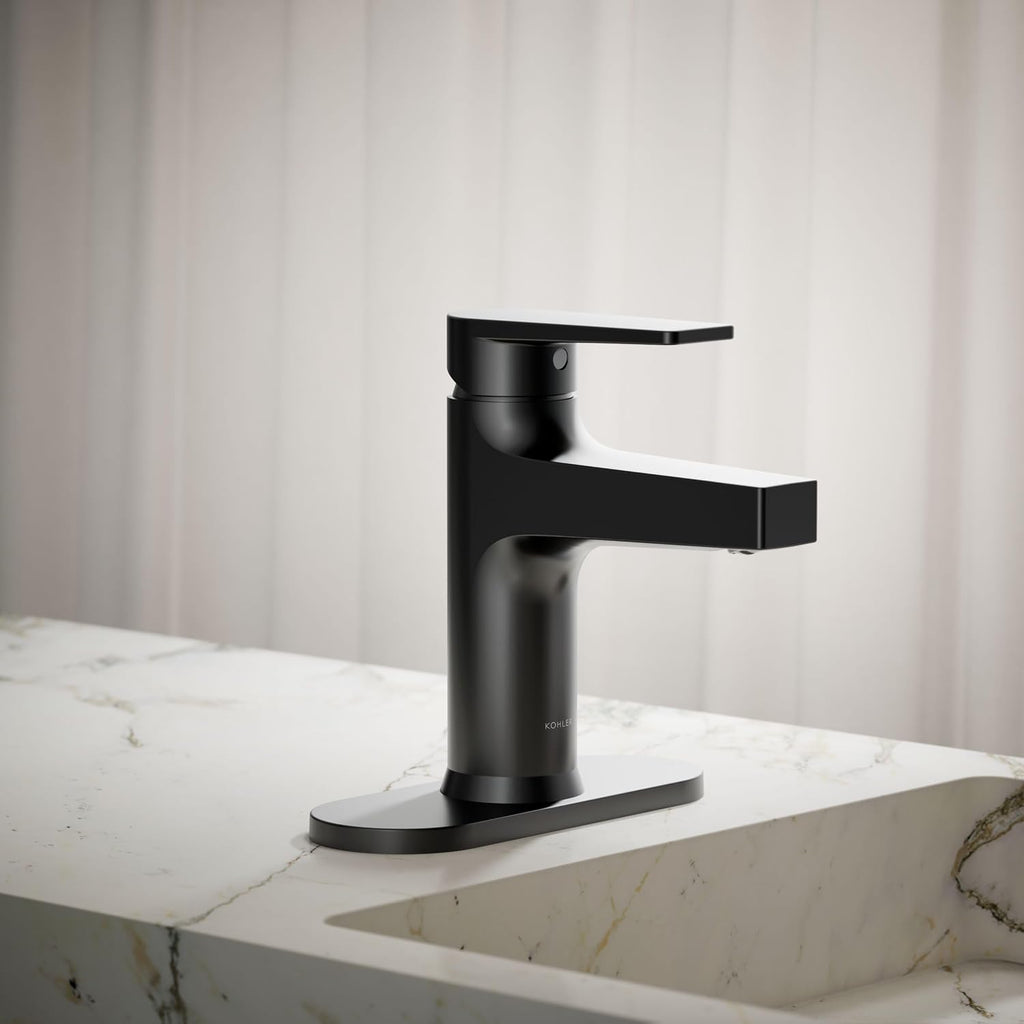 Kohler 74021-4-BL Taut® Single-Handle Bathroom Sink Faucet, 1.2 gpm, Matte Black