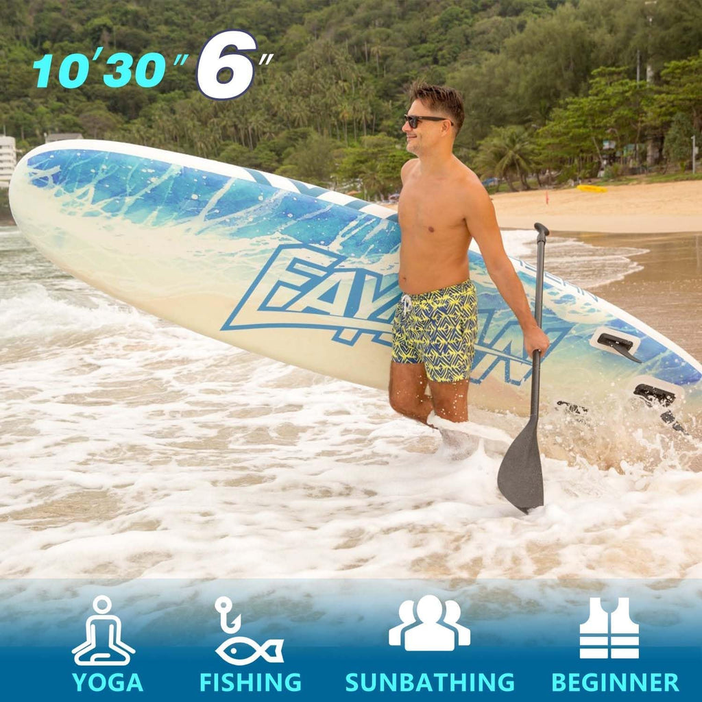 Inflatable Paddle Board,Stand Up Paddle Board,Anti-Slip EVA Deck,Complete SUP Accessories for All Skill Levels,Widened Paddleboard Equipped with Removable Fin, Hand Pump