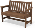 SERWALL Outdoor Bench, HDPE Outdoor Benches Weatherproof, 2-Person Garden Bench with 660 lbs Weight Capacity, Patio Benches for Outdoors, Garden, Porch, Backyard and Park, Brown