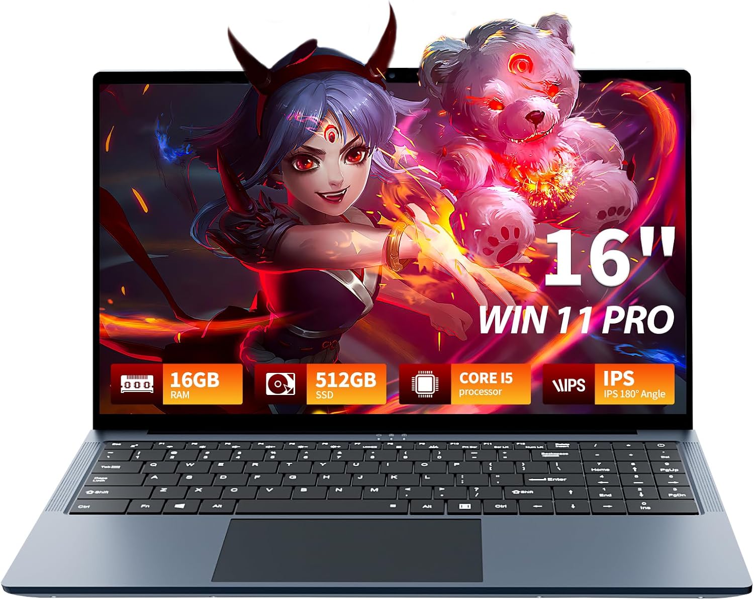 16 Inch Laptop Computer, FHD IPS 1200p Screen, Gaming Laptop i5 (Up to 3.6GHz) for 16GB RAM 512GB SSD,Dual Band WiFi BT5.0丨Long Lasting Battery丨Win 11 Pro Gaming PC, Notebook for Business Student