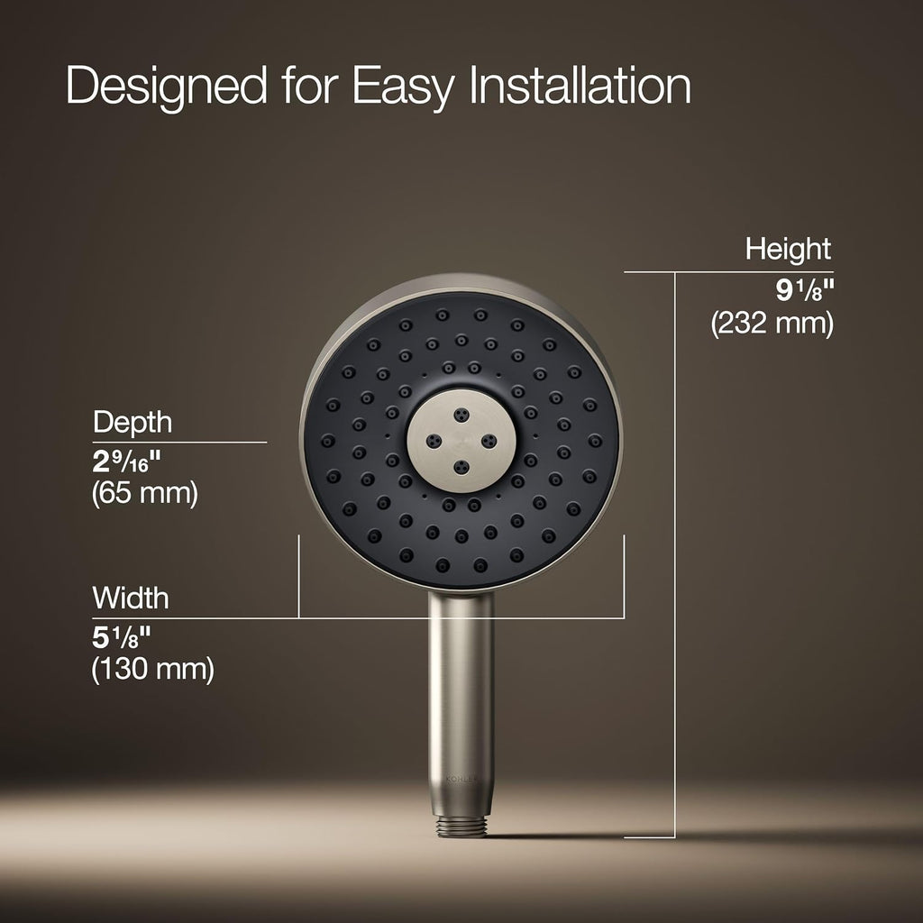Kohler 26282-BN Statement® Round three-function handshower, 2.5 gpm, Vibrant Brushed Nickel