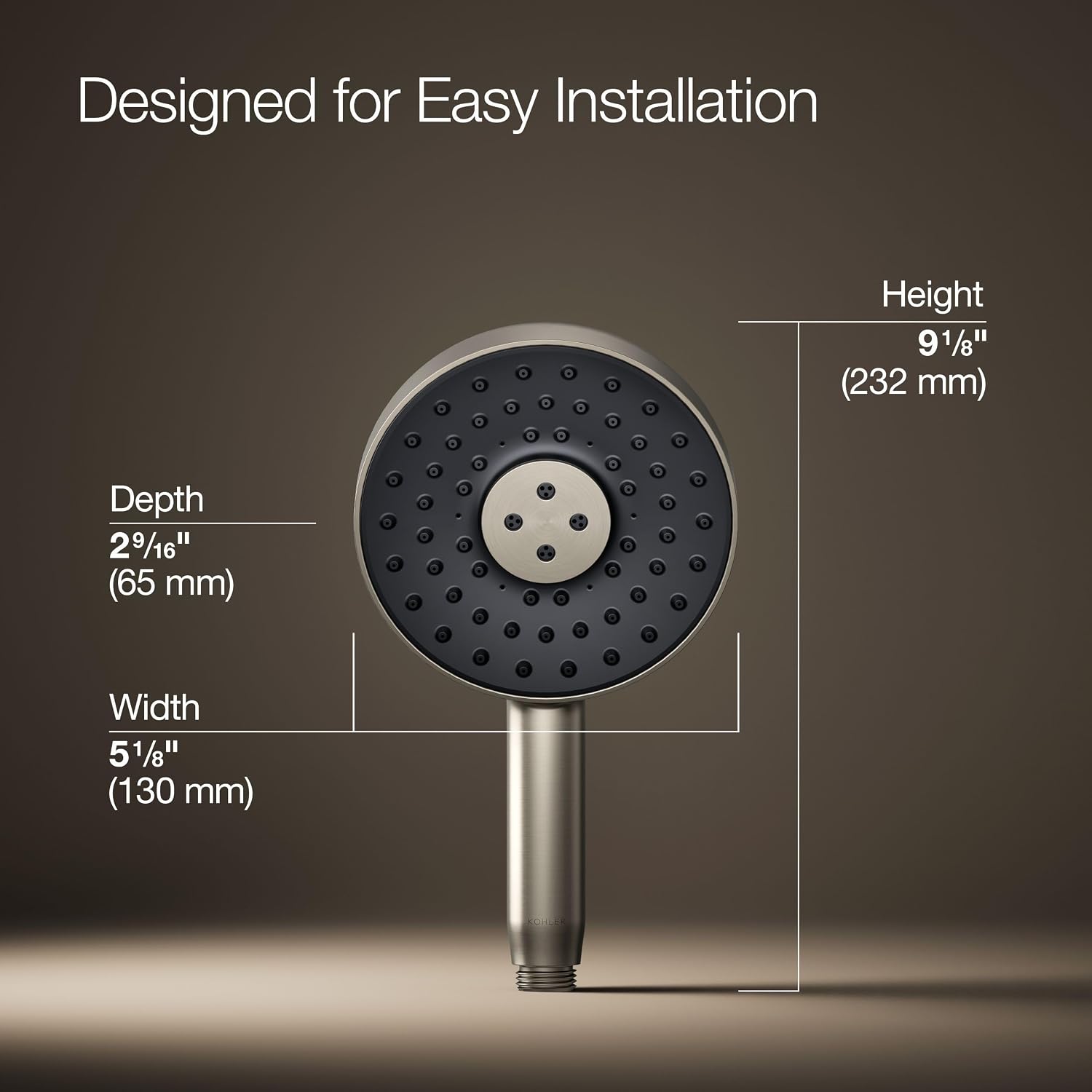 Kohler 26282-BN Statement® Round three-function handshower, 2.5 gpm, Vibrant Brushed Nickel