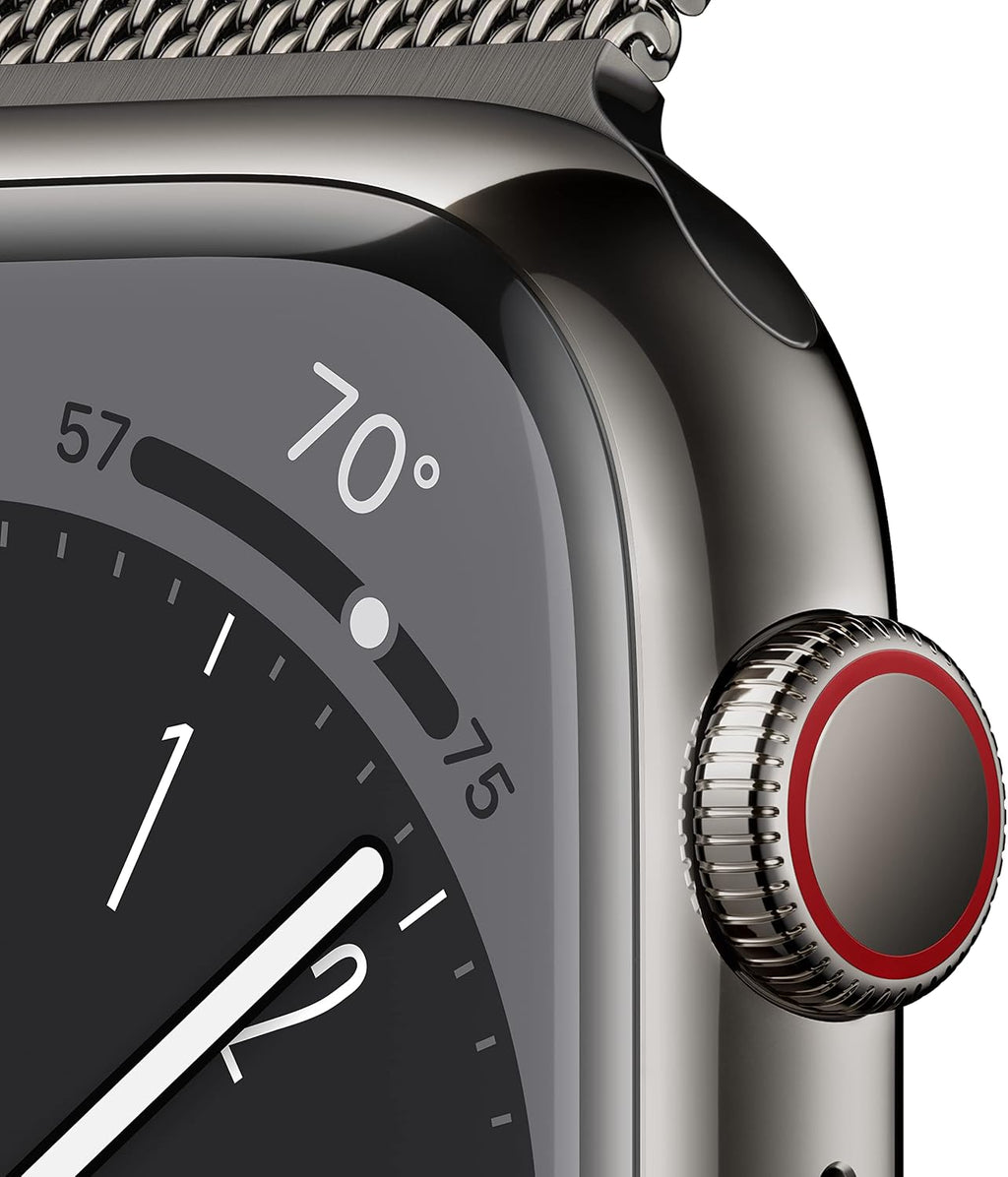 Apple Watch Series 8 (GPS + Cellular, 41MM) - Graphite Stainless Steel with Graphite Milanese Loop (Renewed)