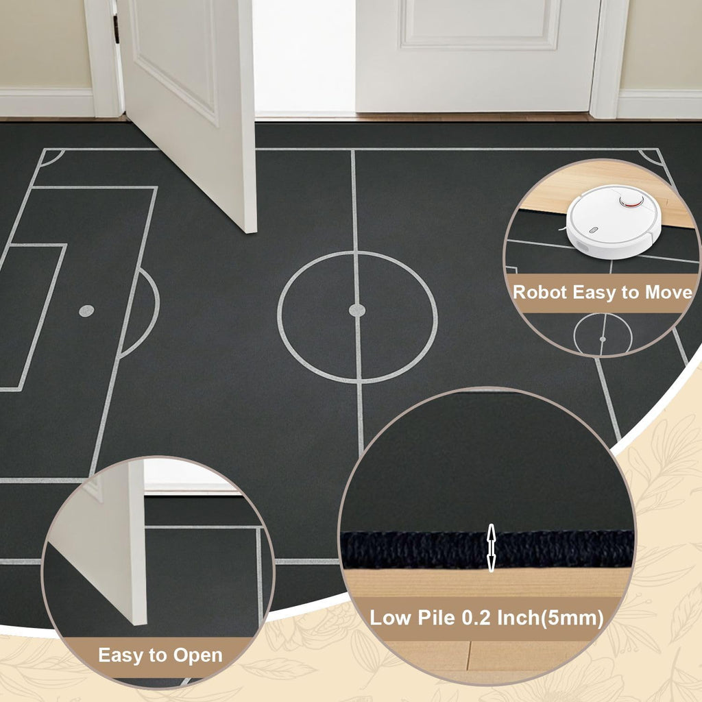 8x10 Area Rugs for Bedroom Boho Washable Rug for Living Room Soccer Field chalked Blackboard Football Stadium Painted Carpet for Dining Room Soft Rubber Backed Non-Slip Carpets for Bedroom Office