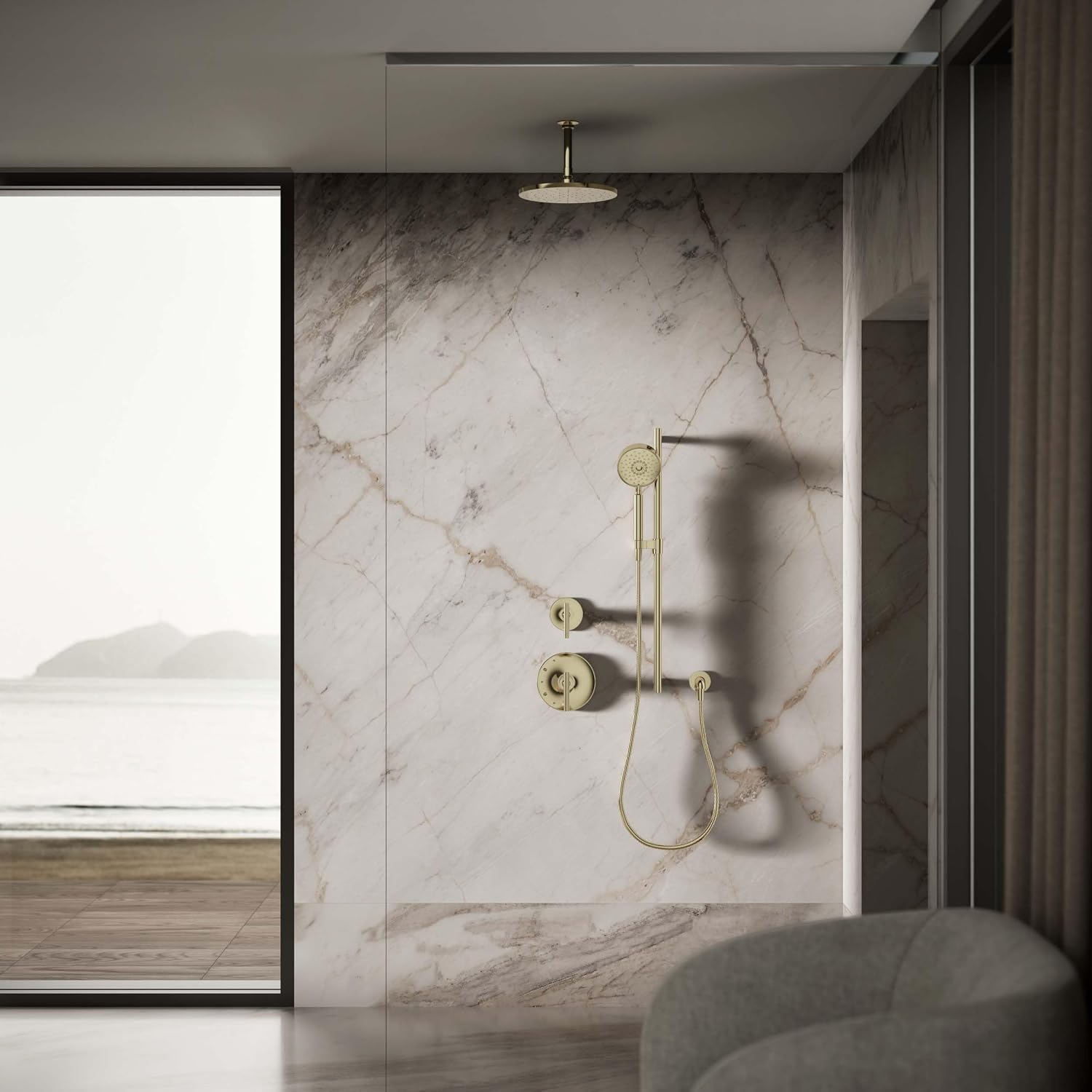 Kohler 13689-G-AF Contemporary Round 10' single-function rainhead, 1.75 gpm, Vibrant French Gold