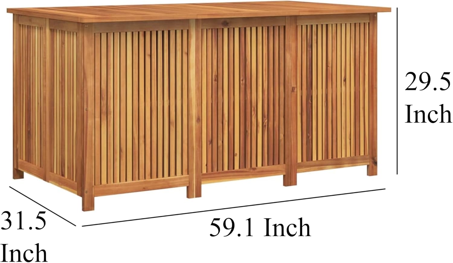Benjara Outdoor Storage Box, Waterproof PE Bag, 59 Inch Brown Acacia Wood