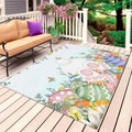 Cute Easter Bunny Outdoor Rug for Patio/Deck/Porch, Non-Slip Large Area Rug 6 x 9 Ft, Eucalyptus Leaves Colorful Eggs Teal Indoor Outdoor Rugs Washable Area Rugs, Reversible Camping Rug Carpet Runner