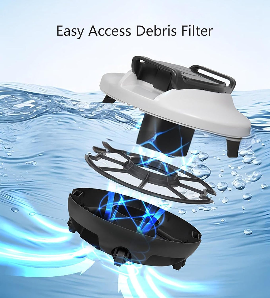 Pool Surface Skimmer Cleaner, Automatic Pool Vacuum Robot, Cordless Pool Vacuum for Inground Pools, Superior Power and Smart Navigation