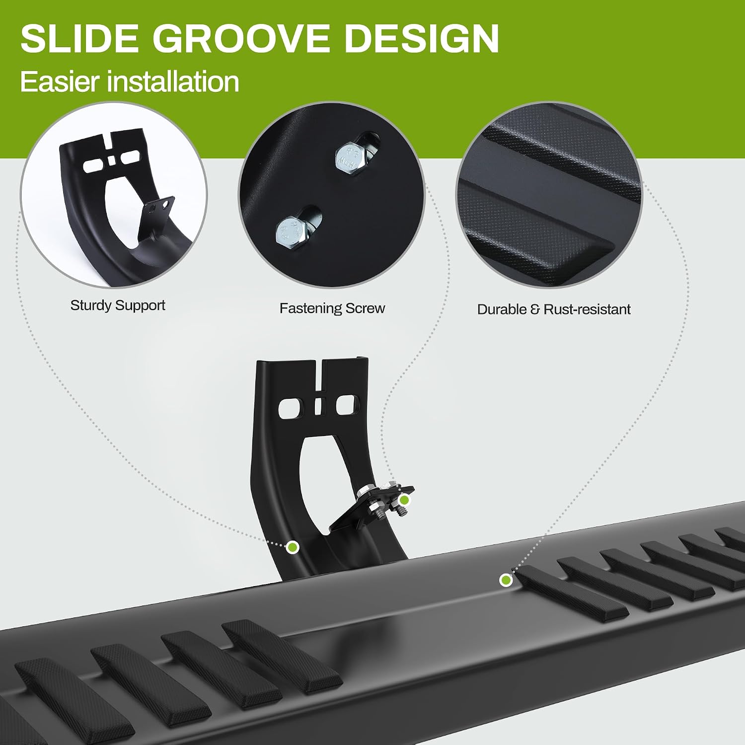 AUTOSAVER88 6 Inches Running Boards Crew Cab Compatible with 2007-2018 Chevy Silverado/GMC Sierra 1500 & 2007-2019 Silverado/Sierra 2500HD 3500HD, Step Pad Design, Stainless Steel Side Steps Nerf Bar