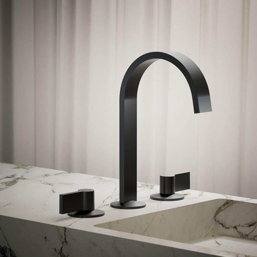 Kohler 77968-BL Components® Bathroom Sink Faucet spout with Ribbon Design, 1.2 gpm, Matte Black