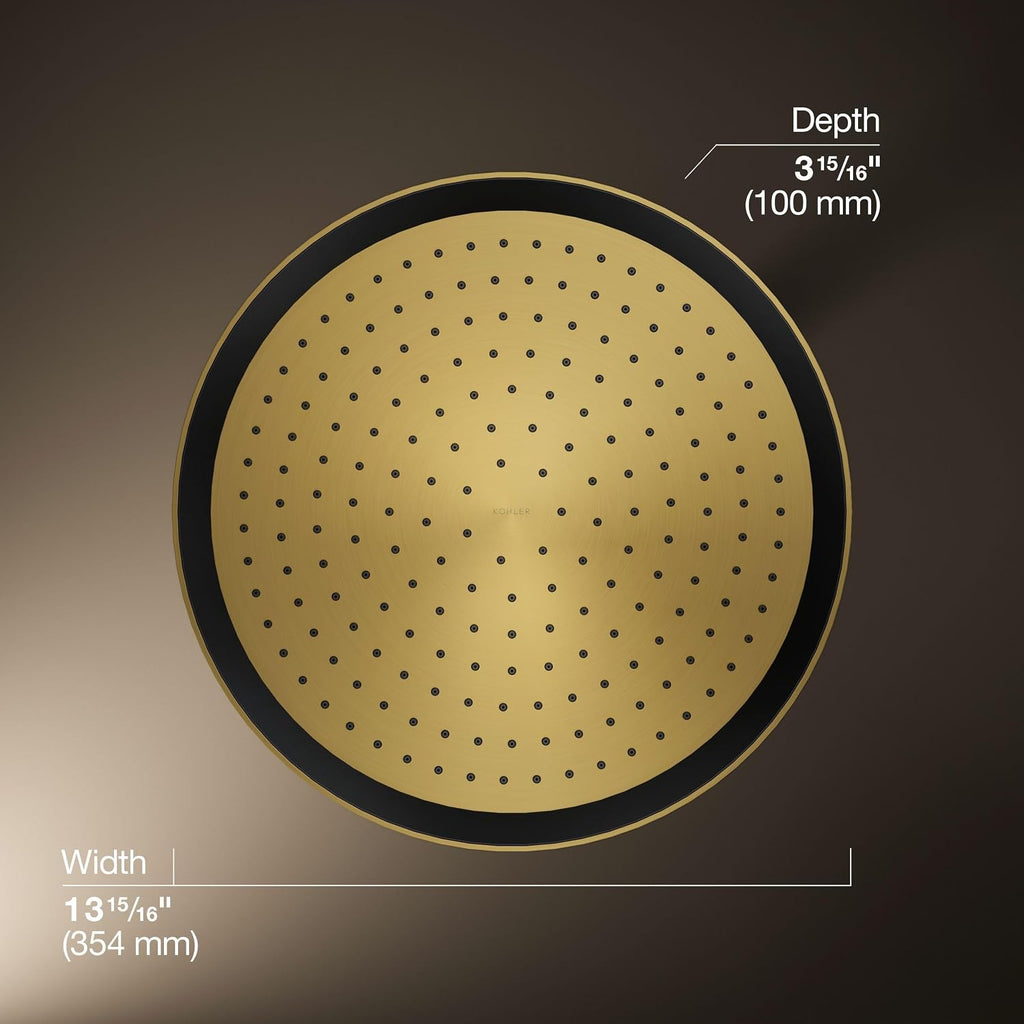 Kohler 26292-2MB Statement® Round 14' single-function rainhead, 2.5 gpm, Vibrant Brushed Moderne Brass