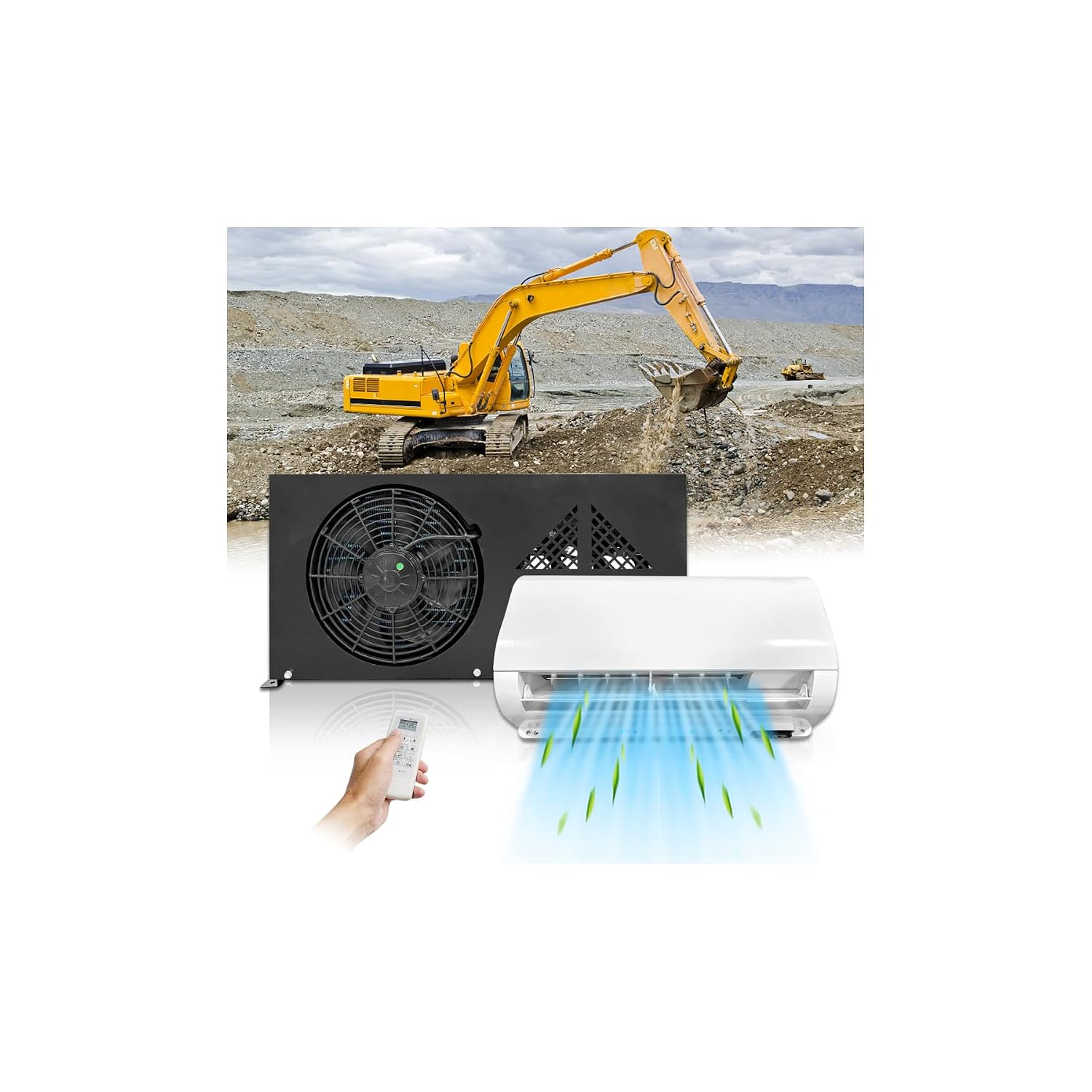 24V Truck Air Conditioner 8500BTU 24 Volt Split dc Air Conditioning Fit for Semi Truck, Wheat Machine, Corn Harvester, Forklift, Hook Machine, Excavator Camper Van Trailers Tractors Low Noise