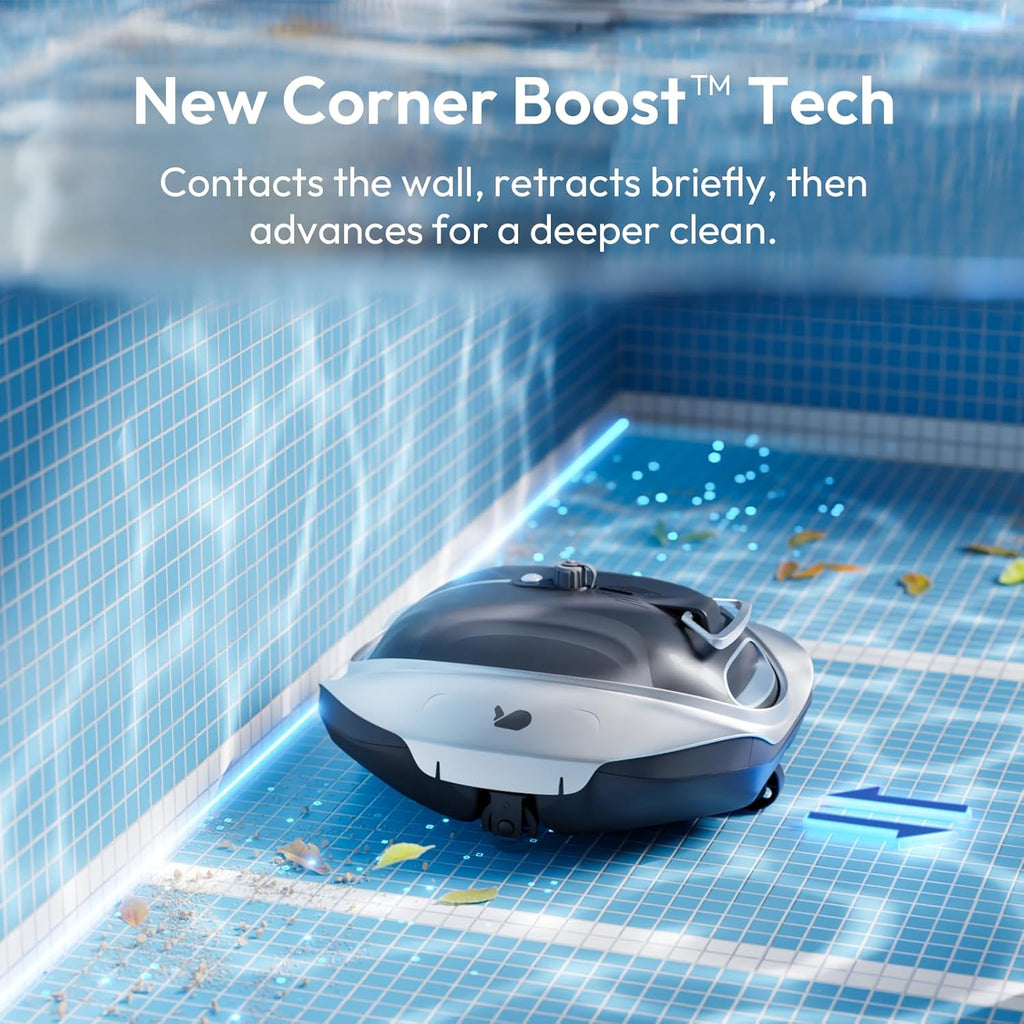Bubot 300P Cordless Pool Vacuum for Above Ground Pool, Robotic Pool Cleaner with Bluehole Suction, DirtLock 2.0, Dual Filters, Smart Sensor, Self Parking up to 850 Sq.Ft, Deep Gray