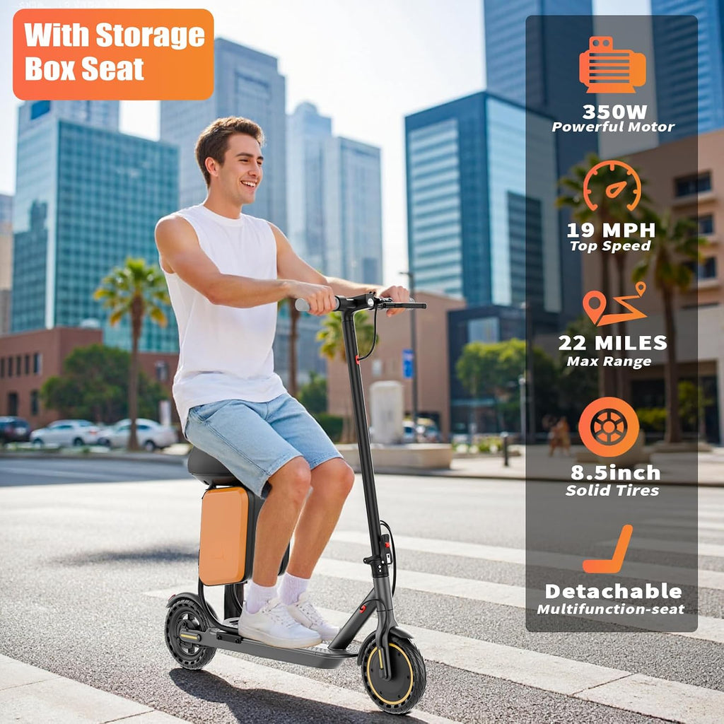 Qlaway 8.5' E Scooter for Adults 19/22 MPH 350/500W Motor 187.2/288.6/441WH Battery, Motorized Scooter Up to 22 Miles Range, Foldable Bearing 265 LBS/APP Control