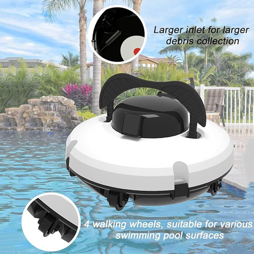 Fully Automatic Wall Climbing Pool Cleaning Robot, with Ultra-Fine Filters - Intelligent Pool Cleaner - Vacuum Cleaner for Pool (White)