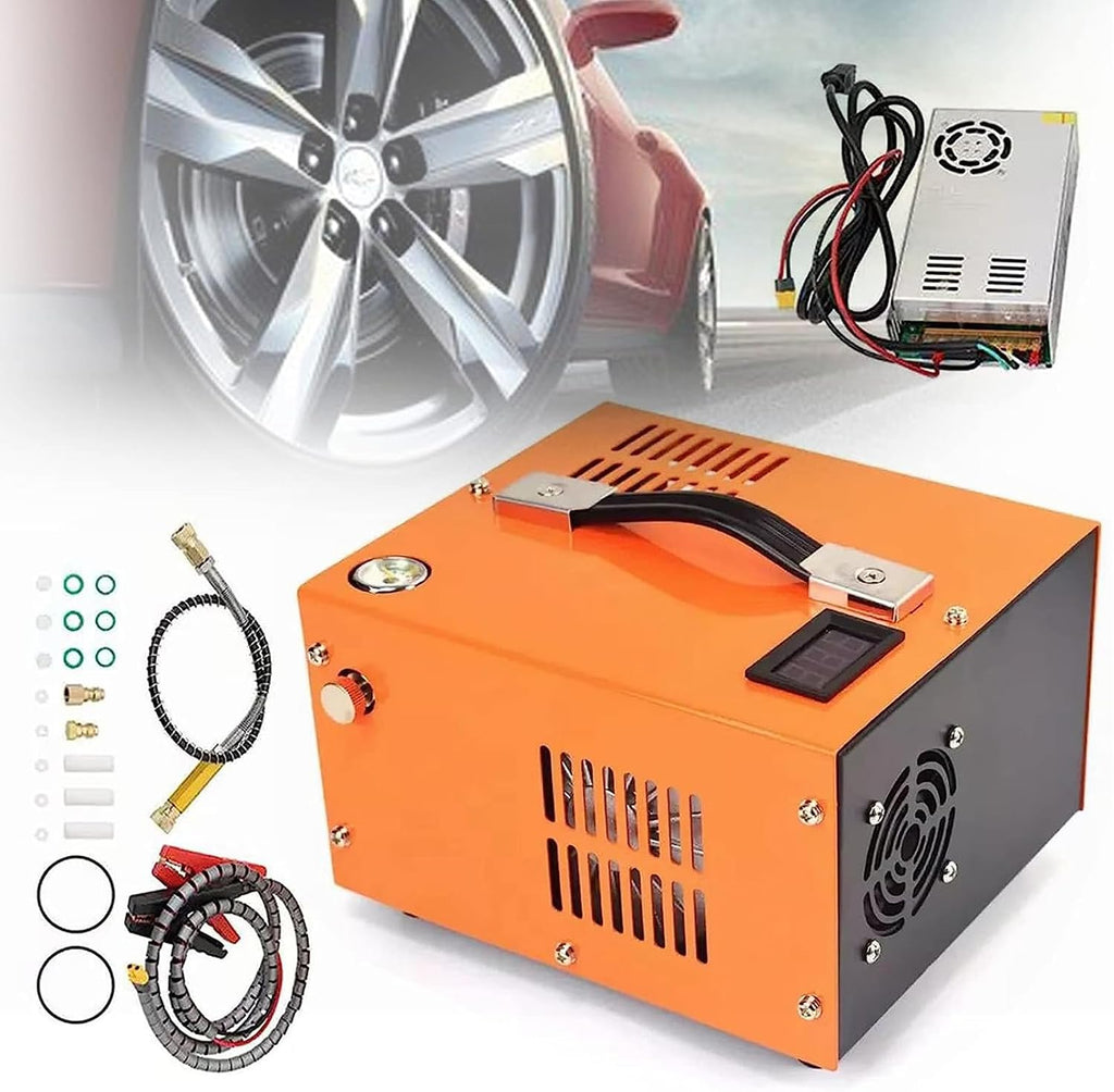 4500 PSI PCP Air Compressor - 12V/110V-240V, High-Pressure Electric Pump for Airgun, Paintball, Diving - Auto-Stop Feature for Safety - 30 MPa Output