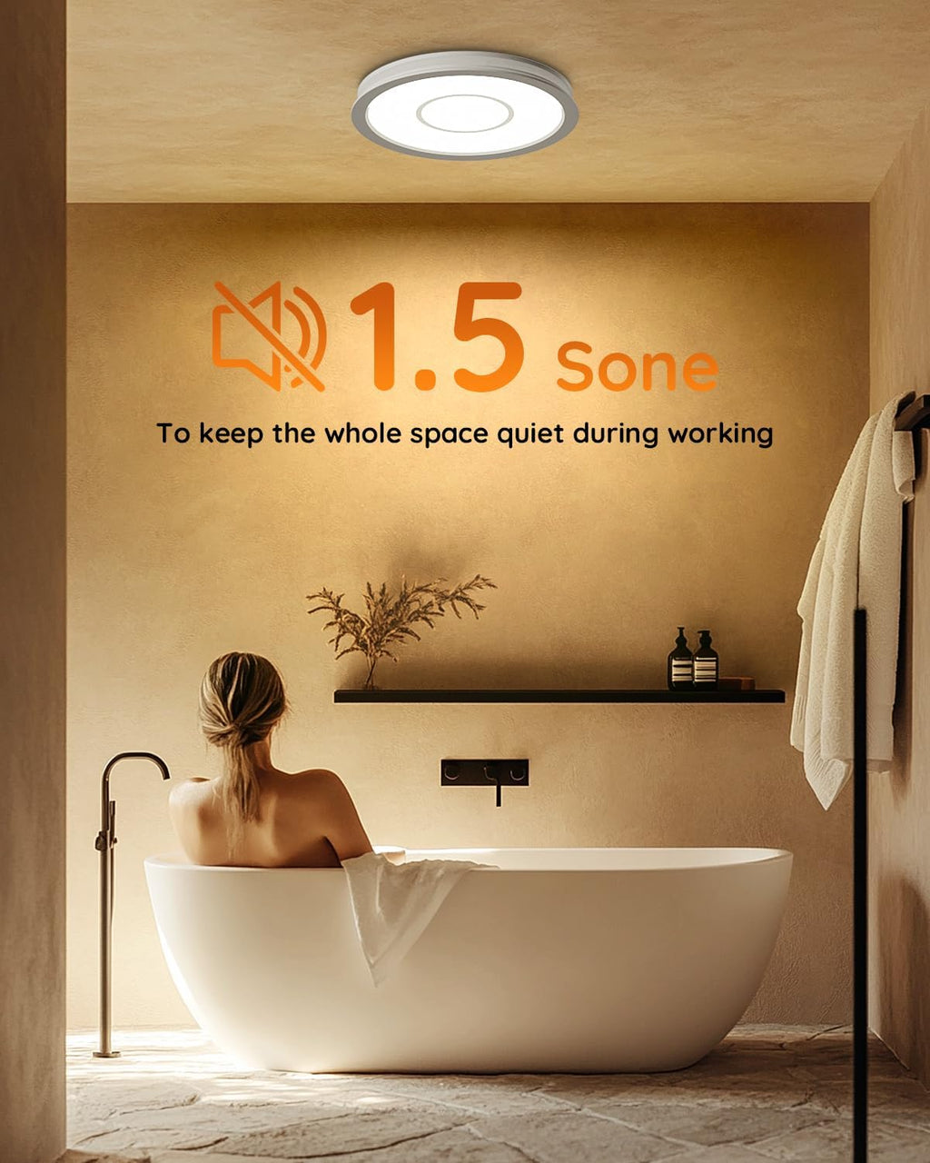 Fitop Bathroom Exhaust Fan with Light, 130 CFM 47W Ceiling Mount Shower Ventilation Exhaust Fan, 1.5 Sones Bathroom Vent Fan with Light, 1100LM LED Light 3000K/4000K/5000K (Silver)
