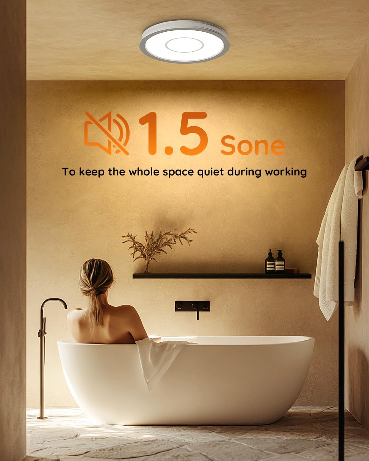 Fitop Bathroom Exhaust Fan with Light, 130 CFM 47W Ceiling Mount Shower Ventilation Exhaust Fan, 1.5 Sones Bathroom Vent Fan with Light, 1100LM LED Light 3000K/4000K/5000K (Silver)