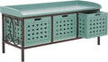 SAFAVIEH Home Collection – Isaac Dusty Green Wooden Storage Bench with Drawers, Entryway & Mudroom Seating, Iron Frame Design, Fully Assembled (AMH6530B)